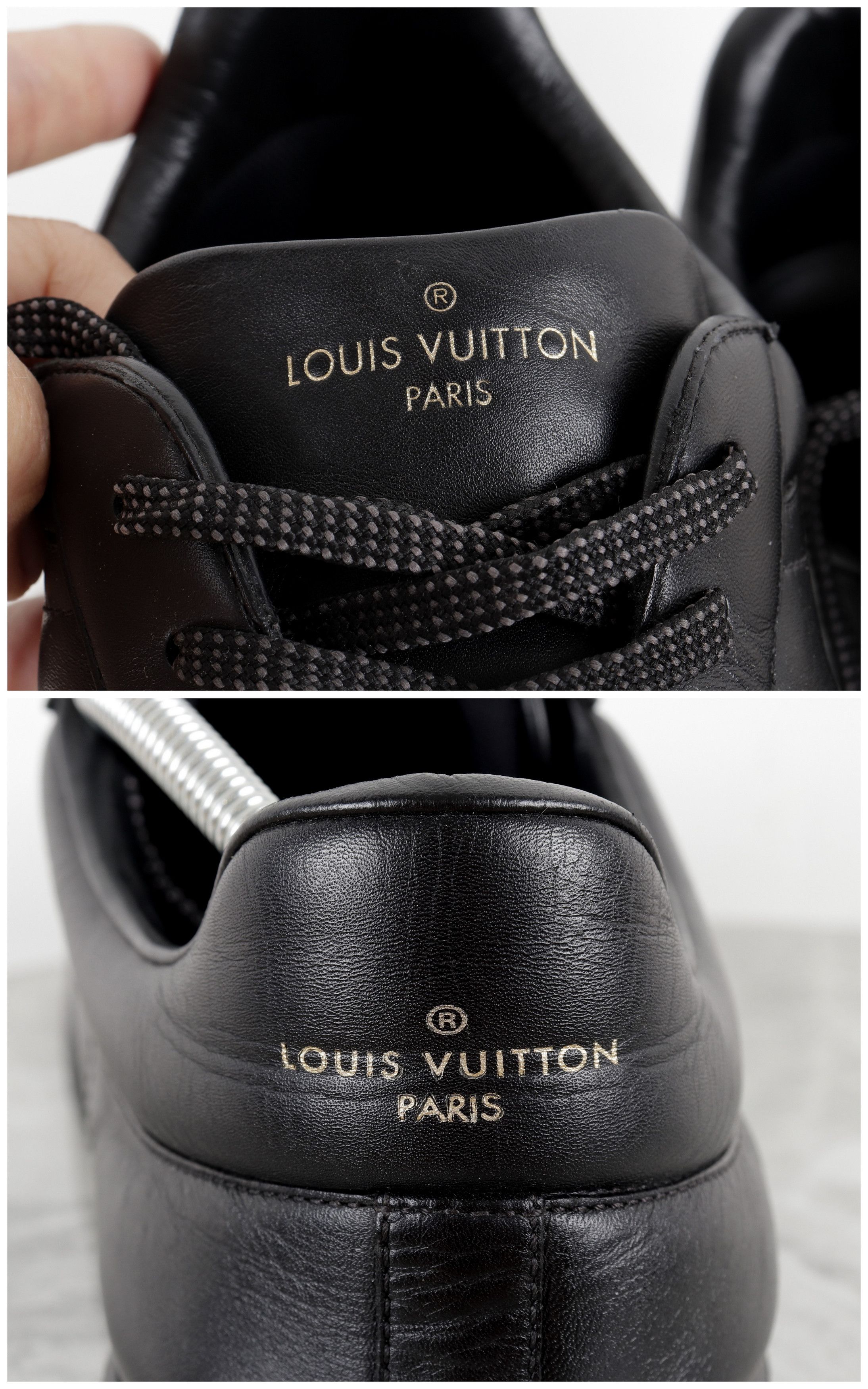 Louis Vuitton LOUIS VUITTON Black Leather Sneakers Size US 10 / EU 43 - 5 Thumbnail