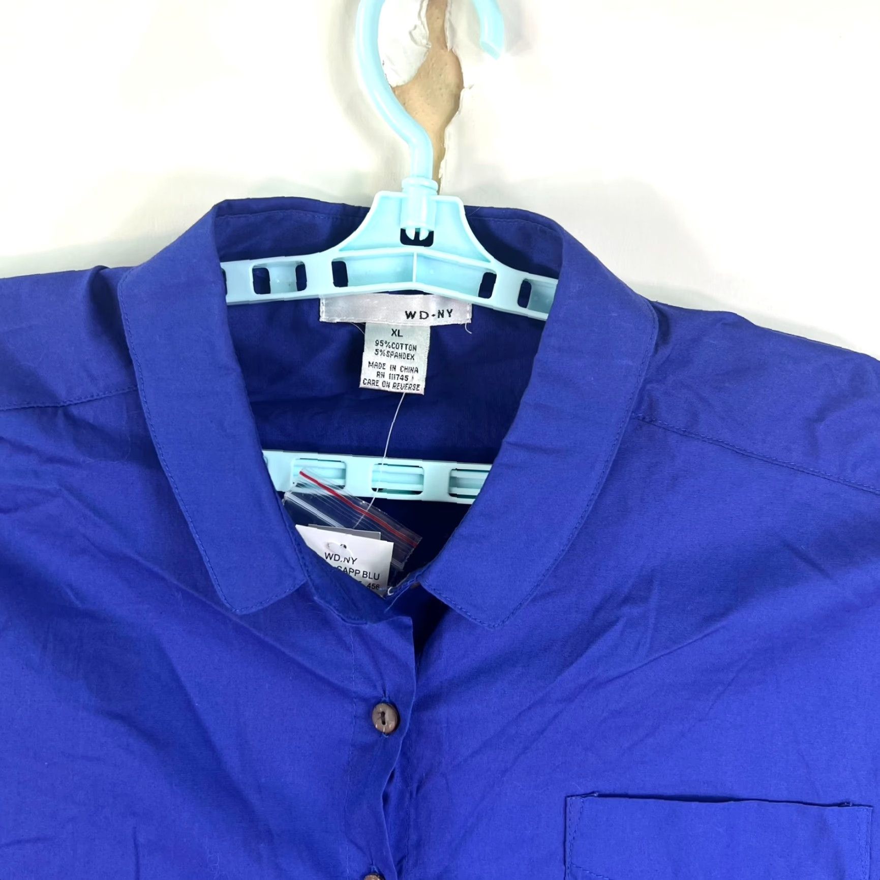 Vintage VINTAGE WDNY Women's Button-Up Shirt XL Blue Pockets 90s Casual Top Size XL / US 12-14 / IT 48-50 - 2 Thumbnail