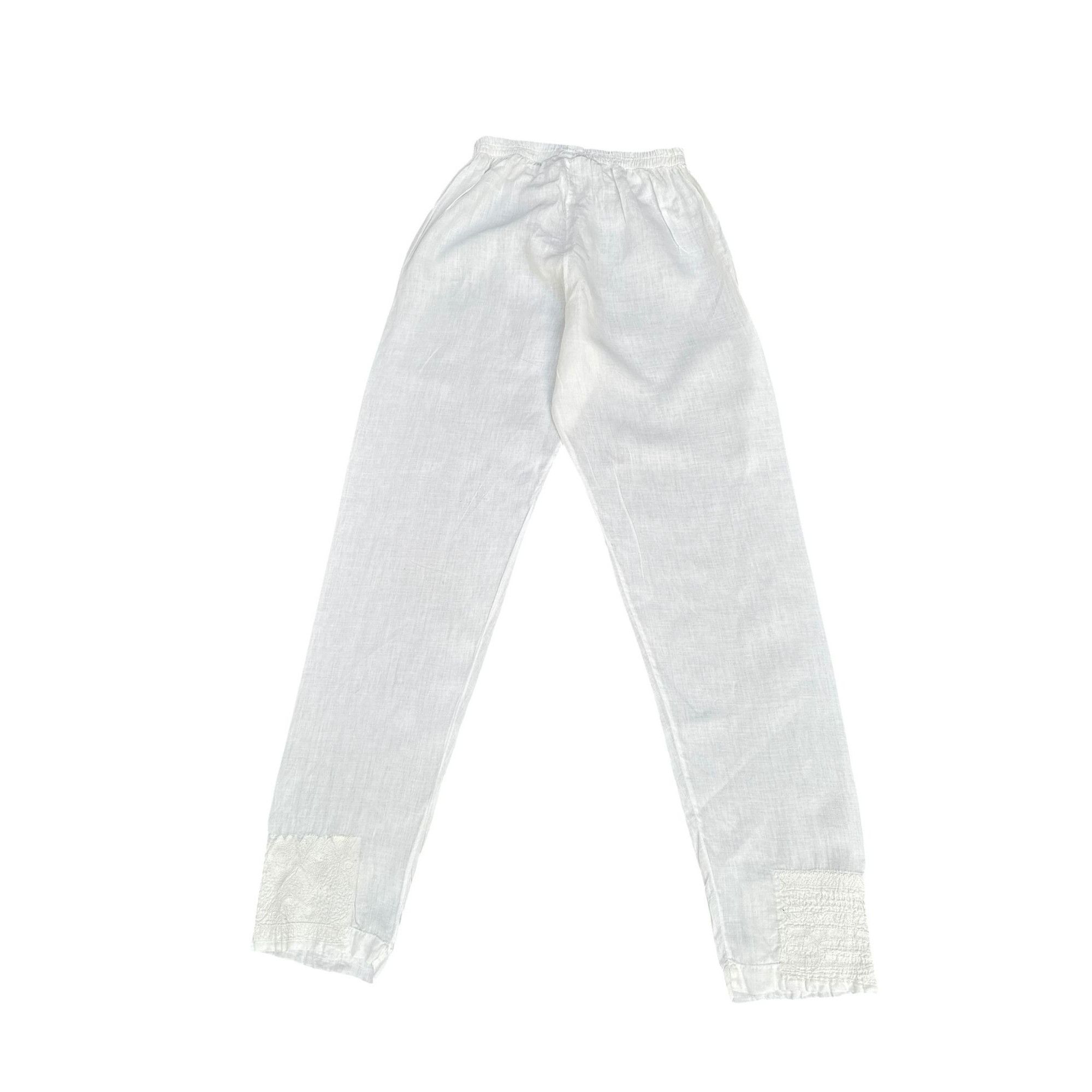 Dries Van Noten White Embroidered Cotton Pants Size 26" / US 2 / IT 38 - 4 Thumbnail