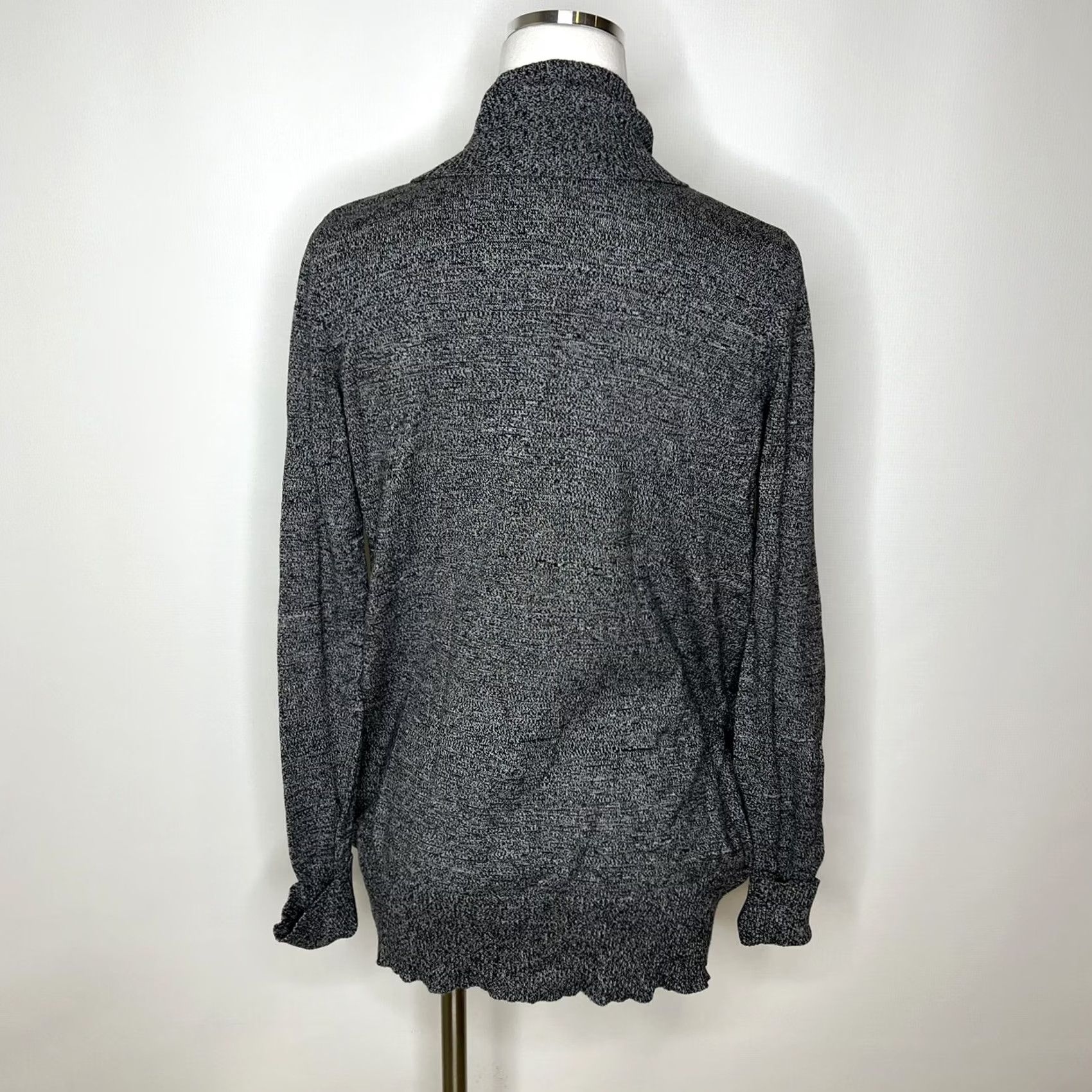 Vintage Silence + Noise Cardigan Open Knit Marled Gray Black Pockets Med Women Sweater Light Coat" Size M / US 6-8 / IT 42-44 - 3 Thumbnail
