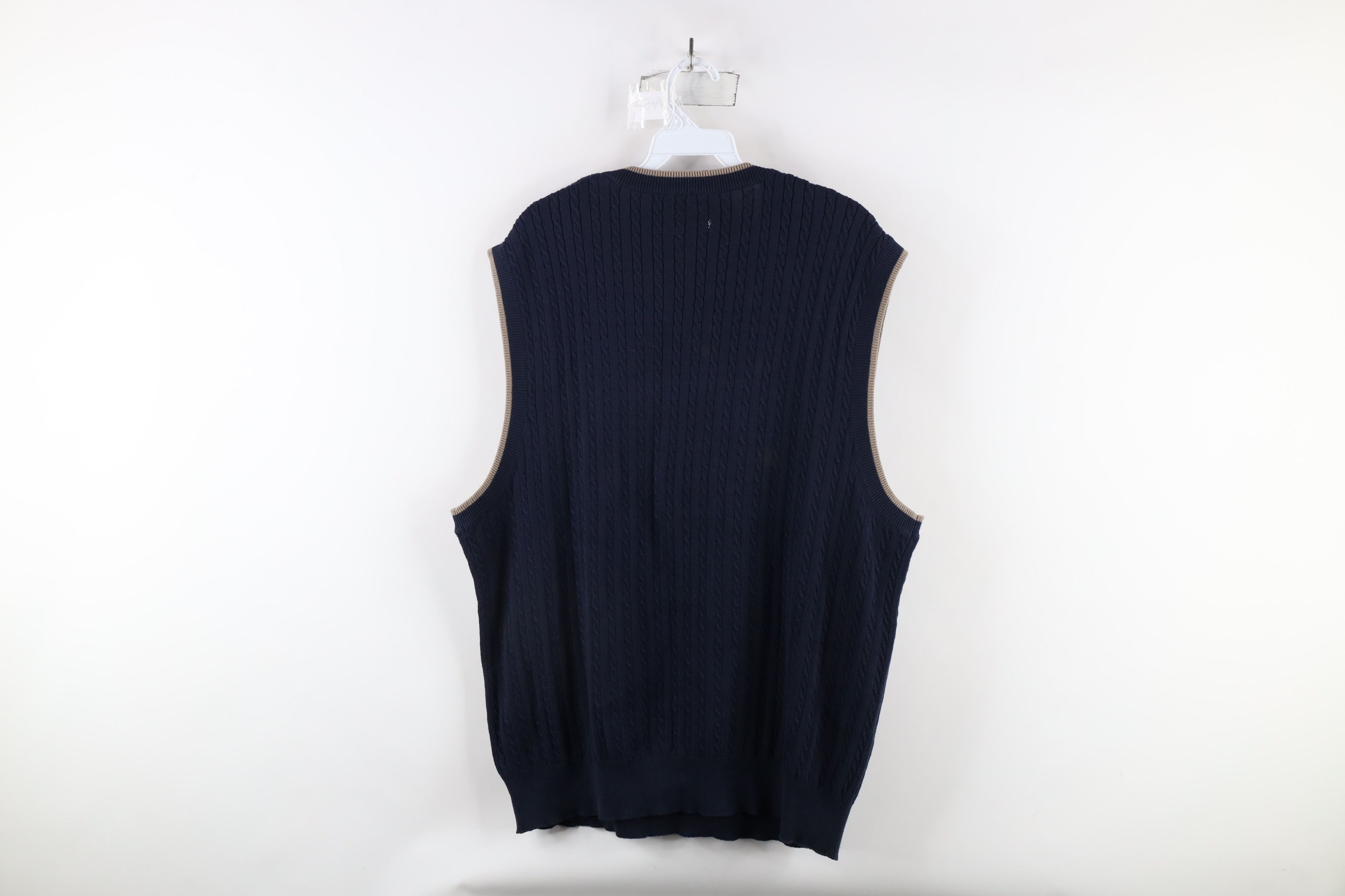 Vintage Vintage 90s Streetwear Cable Knit V-Neck Sweater Vest Blue Size US XL / EU 56 / 4 - 8 Thumbnail