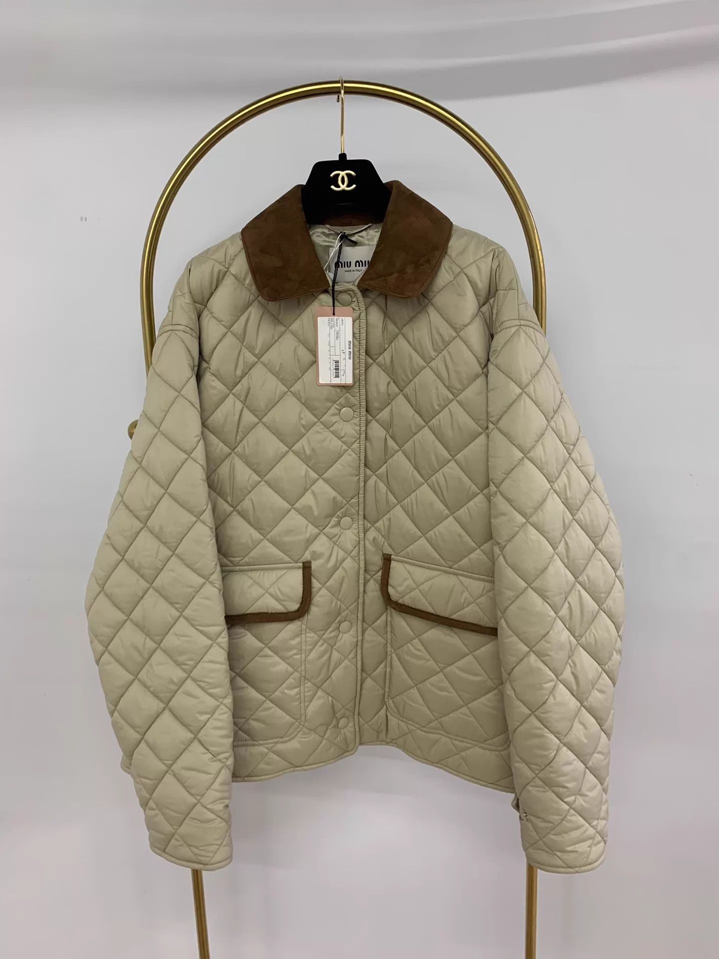 Miu Miu MIU MIU Lapel Quilted Puffer Olive Jacket Women's 38 Size XS / US 0-2 / IT 36-38 - 1 Thumbnail