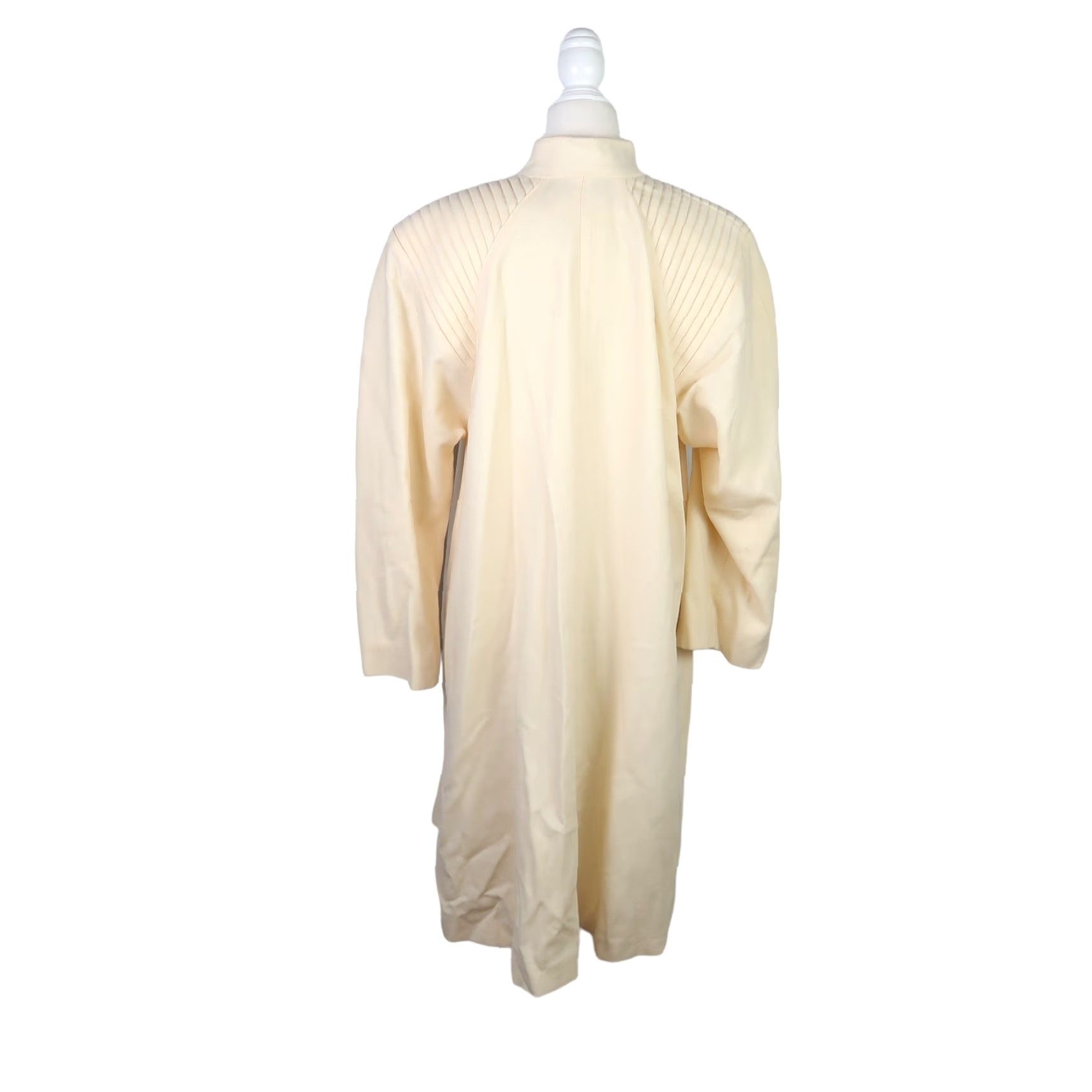 Vintage VINTAGE Portrait Cream Wool Statement Shoulder Mid-Length Coat L Womens Long Sleeve Fall Winter Overcoat Button" Size L / US 10 / IT 46 - 4 Thumbnail