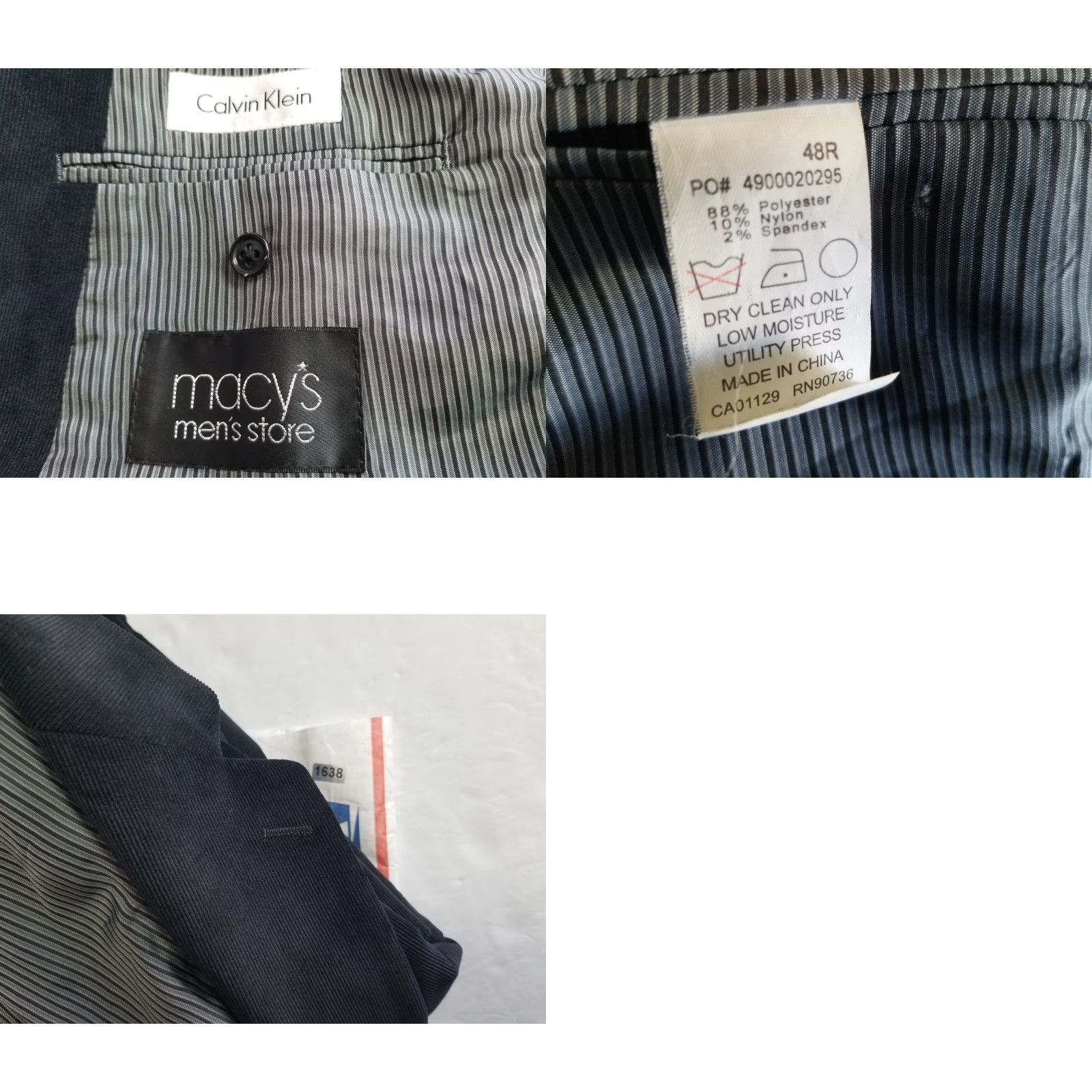 Calvin Klein Calvin Klein Blazer Coat Corduroy Jacket Black 3/4 Button Front Regular Cotton Men 48R Vintage No Size 48R - 8 Thumbnail