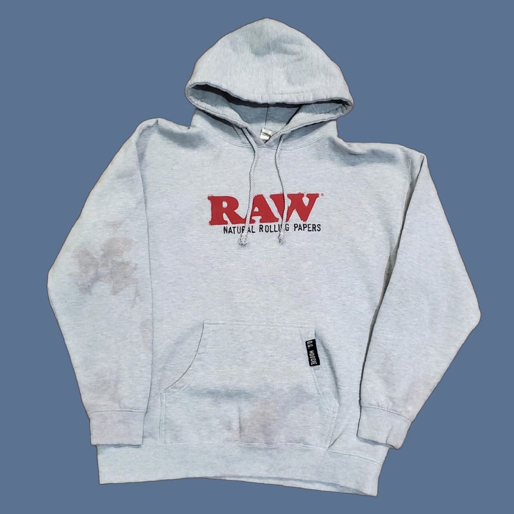 Vintage RAW Hoodie Mens XL Gray Pullover Graphic Print Front Logo Back Emblem Pockets 52% Cotton 48% Polyester Size US XL / EU 56 / 4 - 1 Thumbnail
