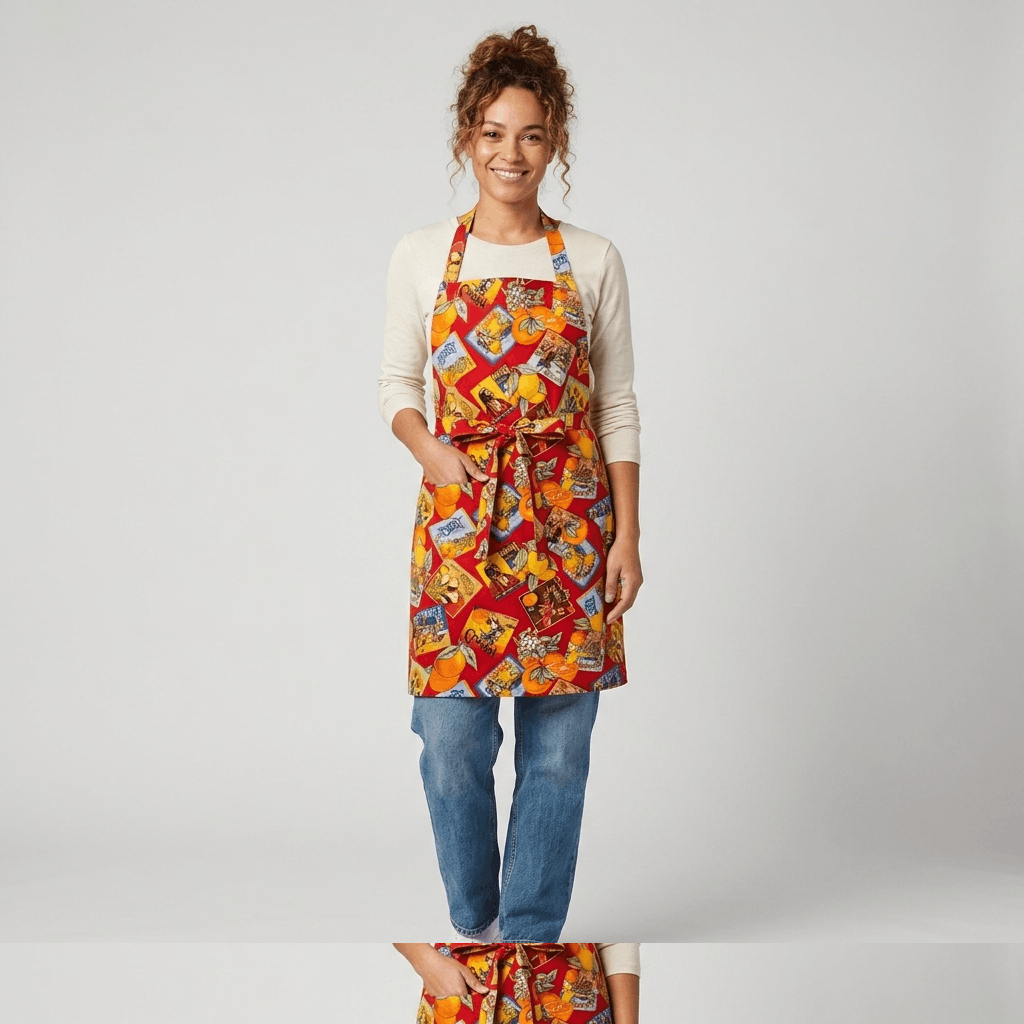 Other Apron Size S/M NEW Retro Orange Lemons Box Label Crocus Sun Size ONE SIZE - 2 Thumbnail