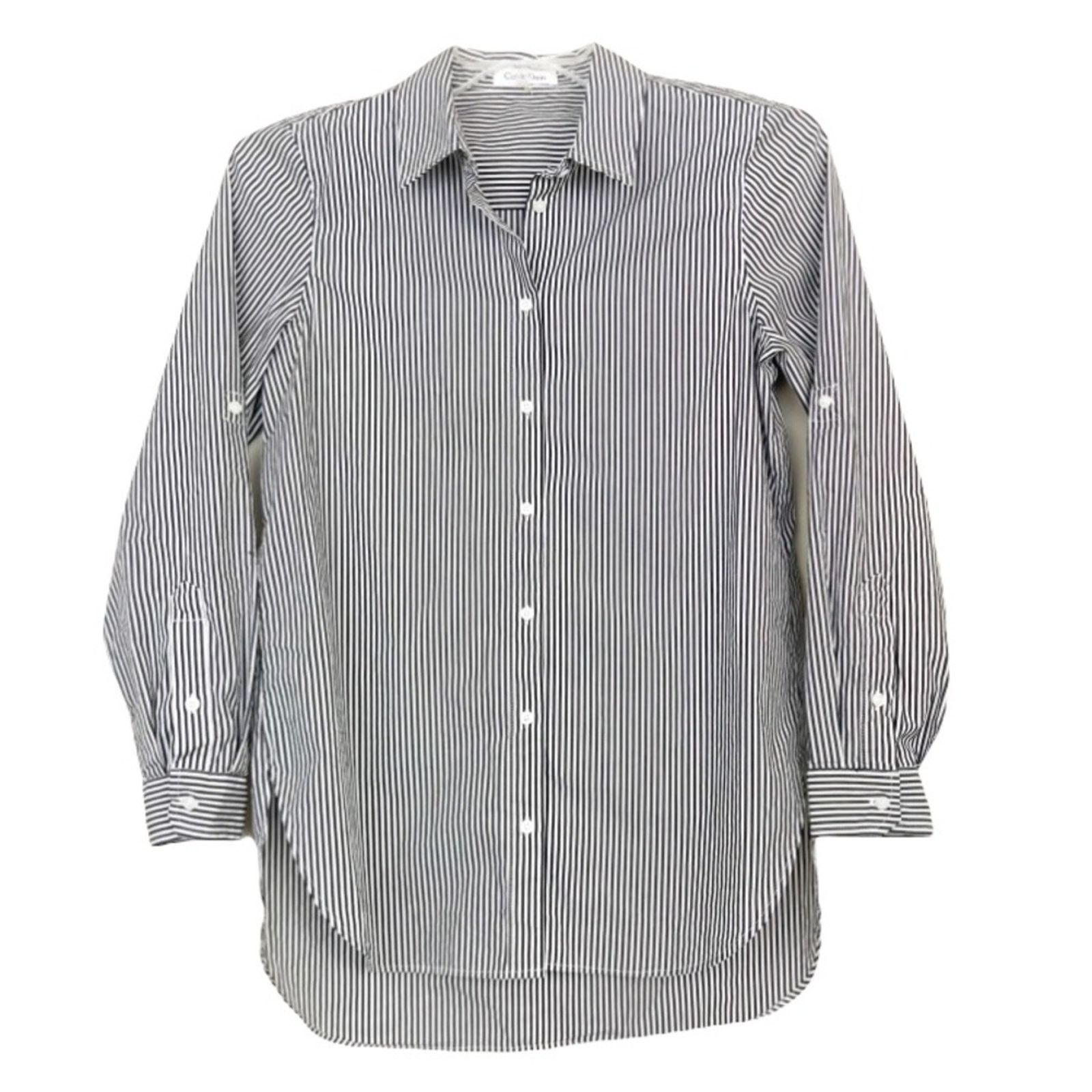Calvin Klein Calvin Klein Gray Striped Long Sleeve Button Down Shirt Size US S / EU 44-46 / 1 - 5 Thumbnail