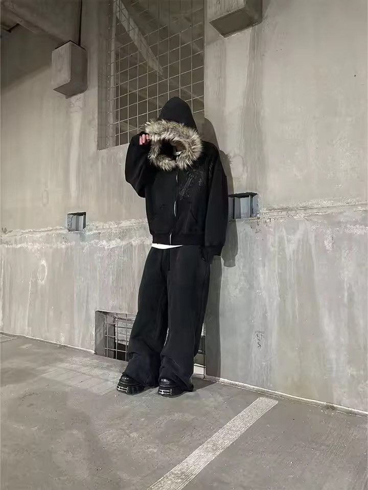 Japanese Brand Zip-Up Hoodie with Faux Fur Hood Size US M / EU 48-50 / 2 - 2 Thumbnail