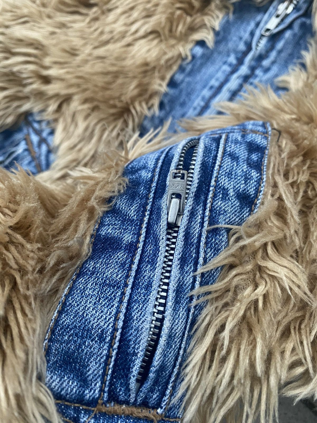 Japanese Brand Vintage 00s Fur/Denim Junta Watanabe Style Jacket Size US S / EU 44-46 / 1 - 5 Thumbnail