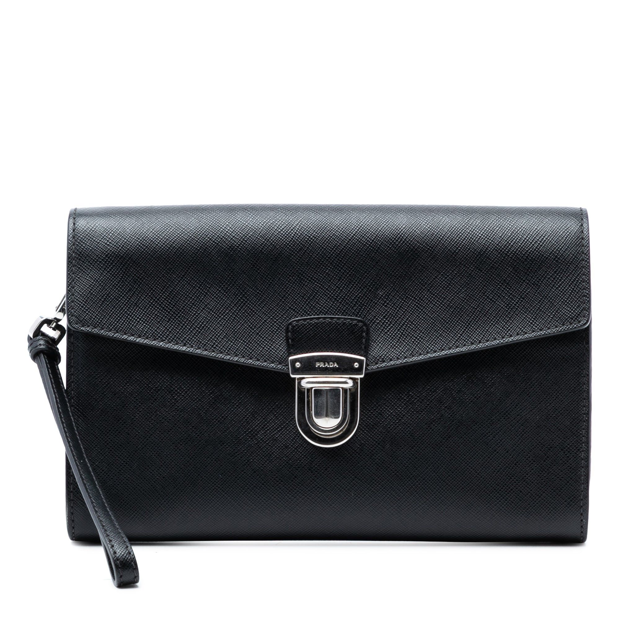 Prada Saffiano Envelope Push Lock Clutch Size ONE SIZE - 1 Thumbnail