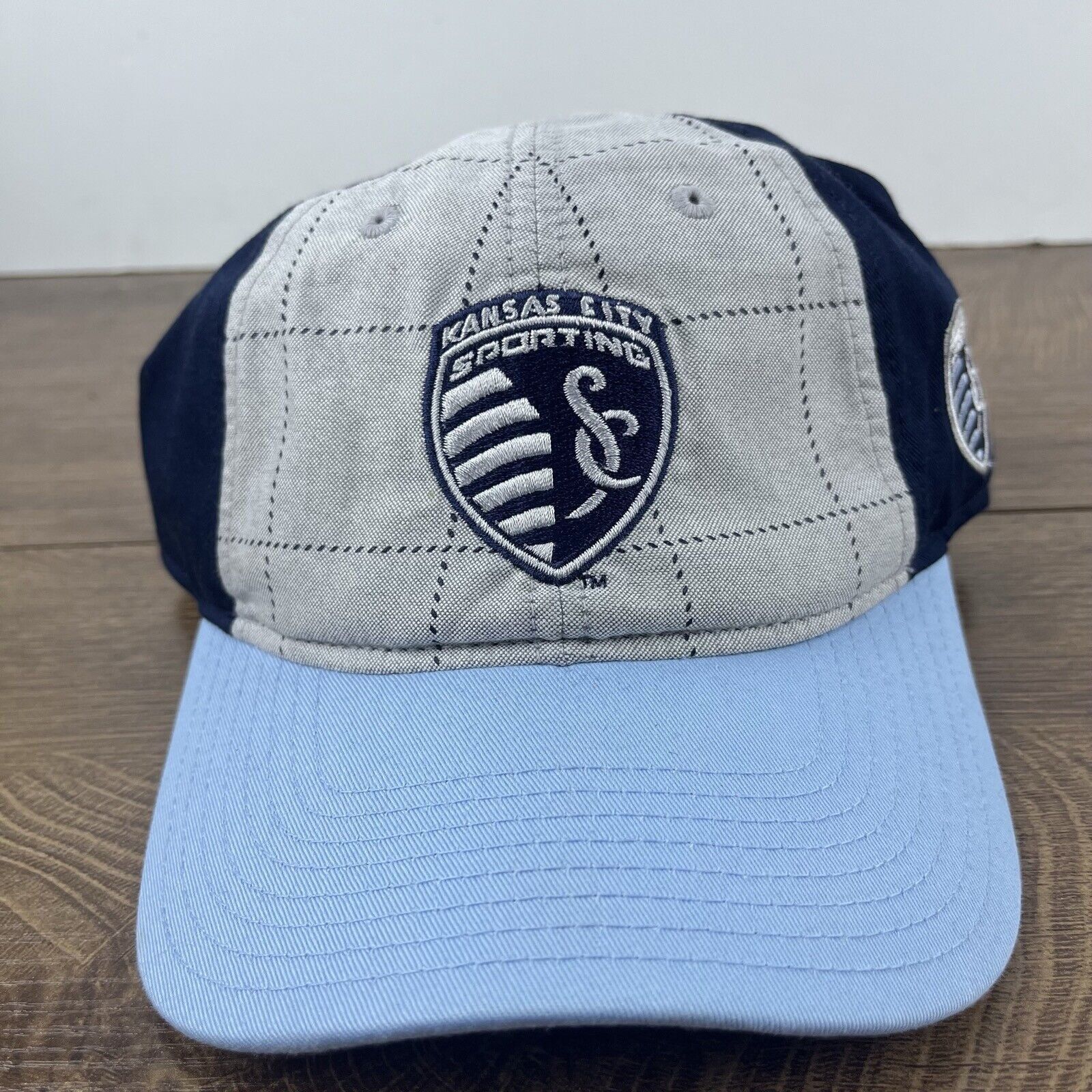 Adidas Kansas City Sporting Hat Adidas Blue Gray Cap Adjustable Gra Size ONE SIZE - 4 Thumbnail