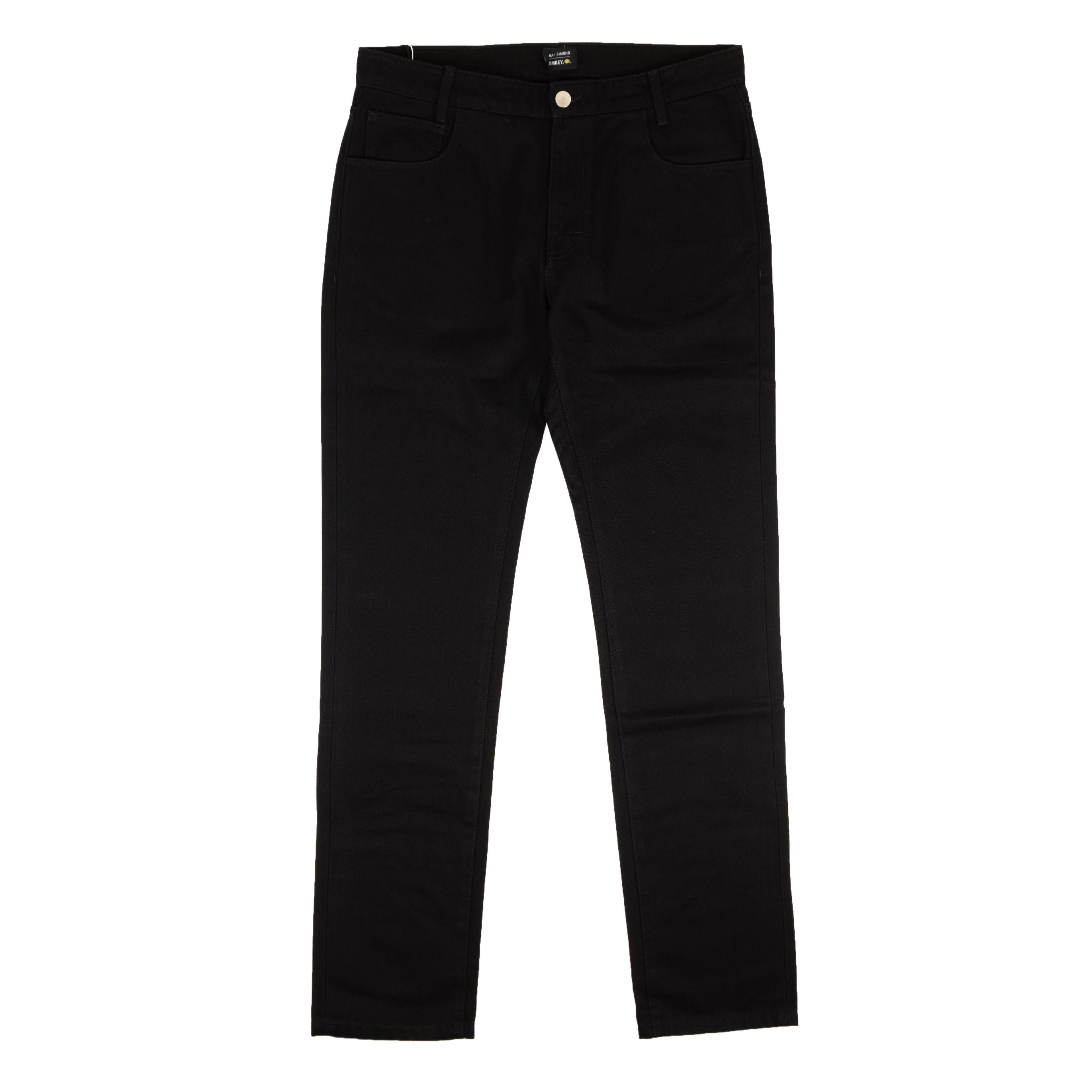 image of Raf Simons Smiley Black Rear Logo Patch Jeans Size 29, Men's