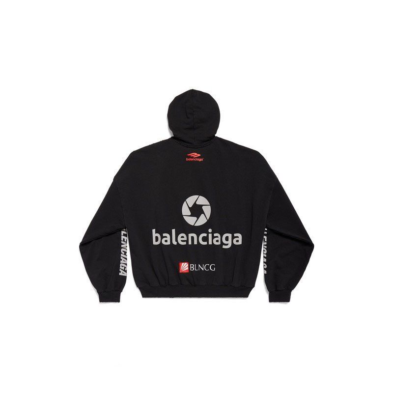 Balenciaga o1w1db10625 Top League Hoodie Oversized in Black Size US M / EU 48-50 / 2 - 2 Thumbnail