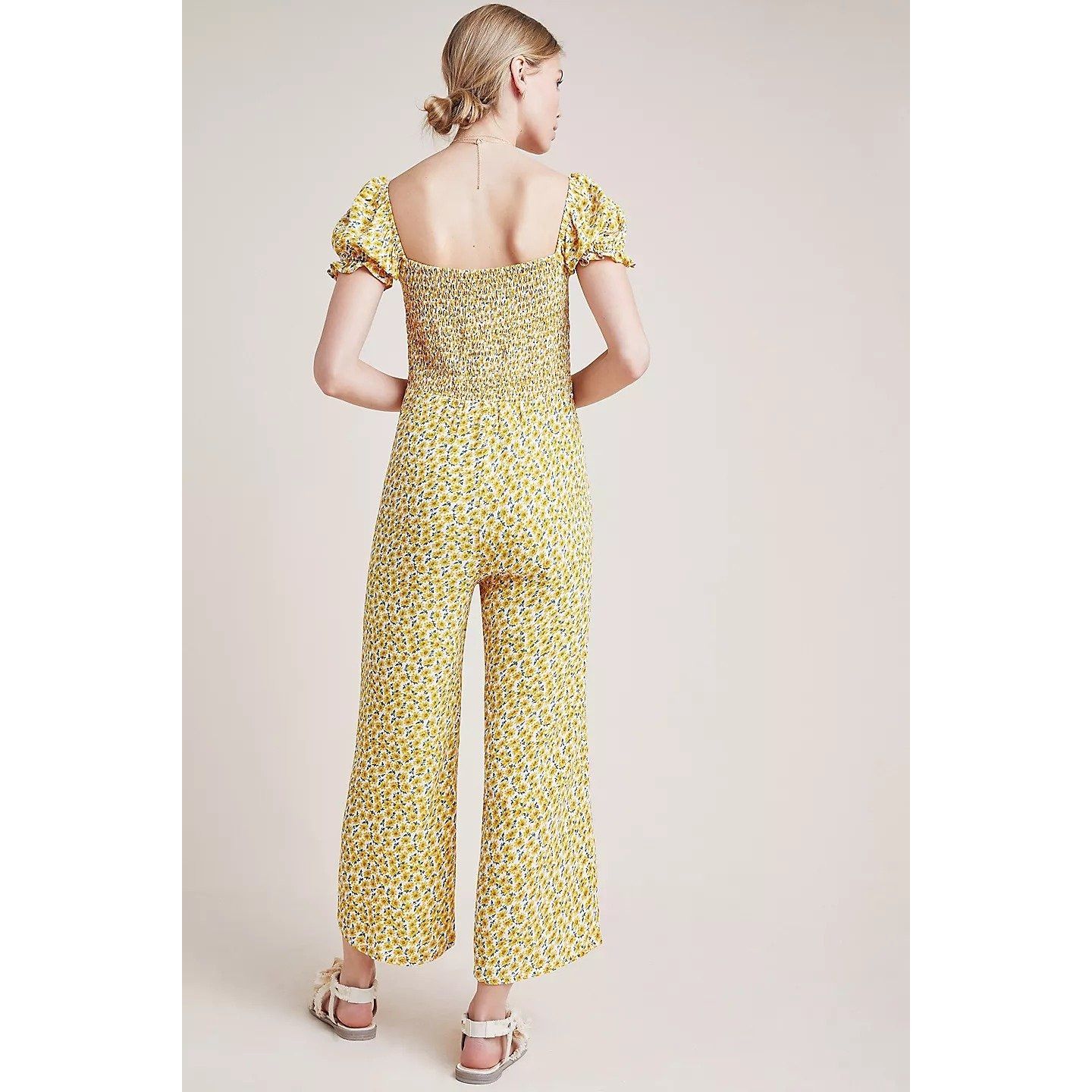 FAITHFULL Faithfull the Brand Lazlo Jumpsuit Boho Floral Smocked Puff Size 27" / US 4 / IT 40 - 5 Thumbnail