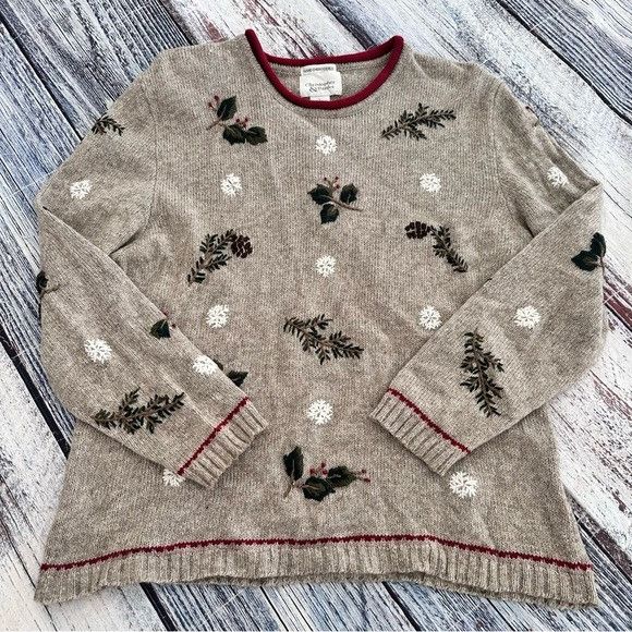 Vintage Vintage Christopher & Banks Hand Embroidered Beige Holiday S Size L / US 10 / IT 46 - 2 Thumbnail