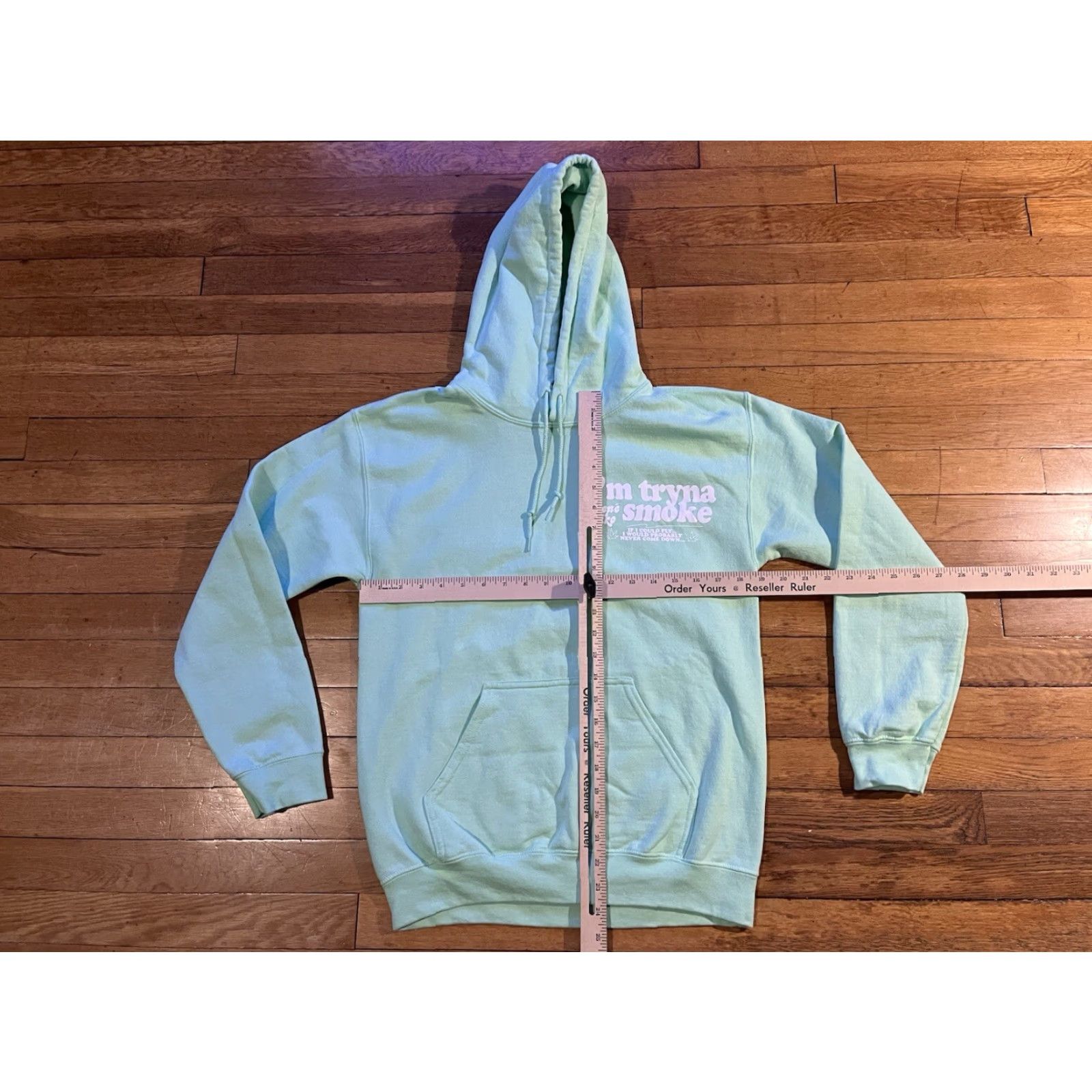 Vintage Jhene Aiko I’m Tryna Smoke Hoodie Women’s S Green Pullover Hooded Graphic Print Pockets Size S / US 4 / IT 40 - 7 Thumbnail