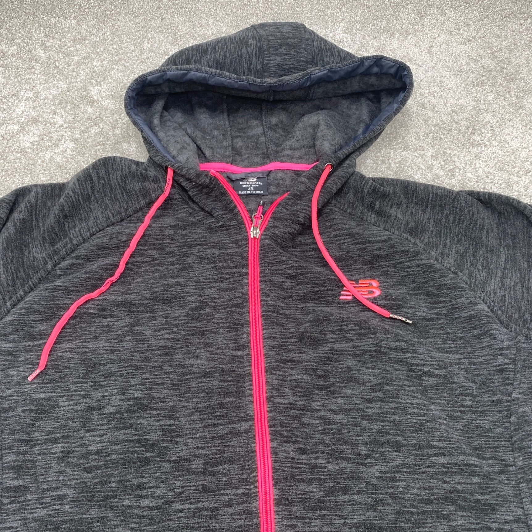 New Balance VINTAGE New Balance Hooded Jacket Women 2XL Full Zip Fleece Black Gray Heather 6963 Size XXL / US 16-18 / IT 52-54 - 4 Thumbnail