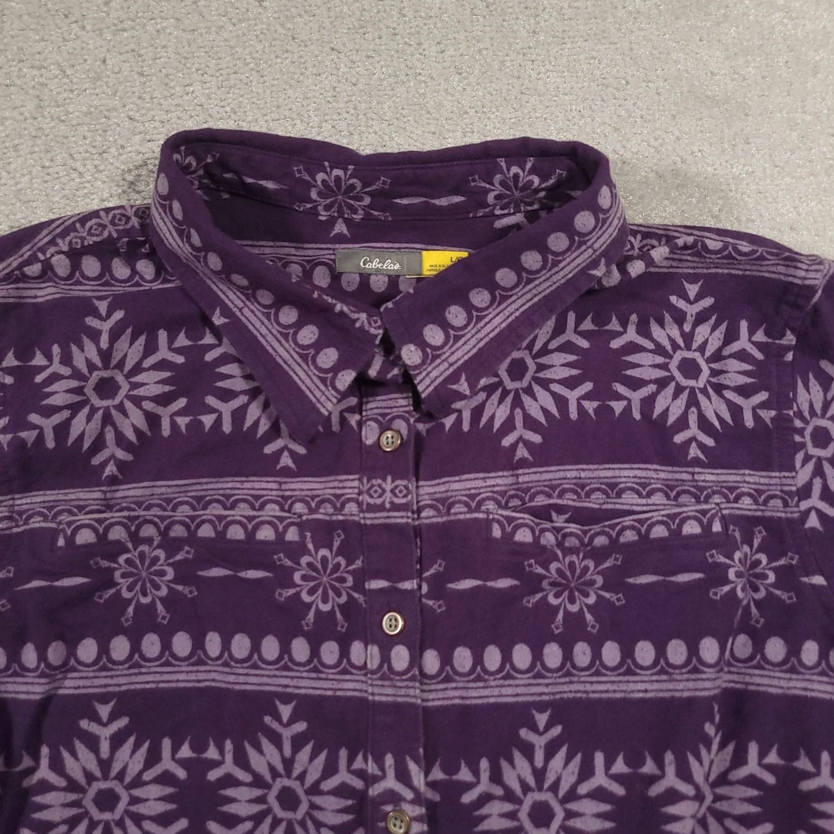 Vintage Cabela's Shirt Mens L Purple Snowflake Fleece Button-Up Winter Pattern Outdoors Size US L / EU 52-54 / 3 - 3 Thumbnail