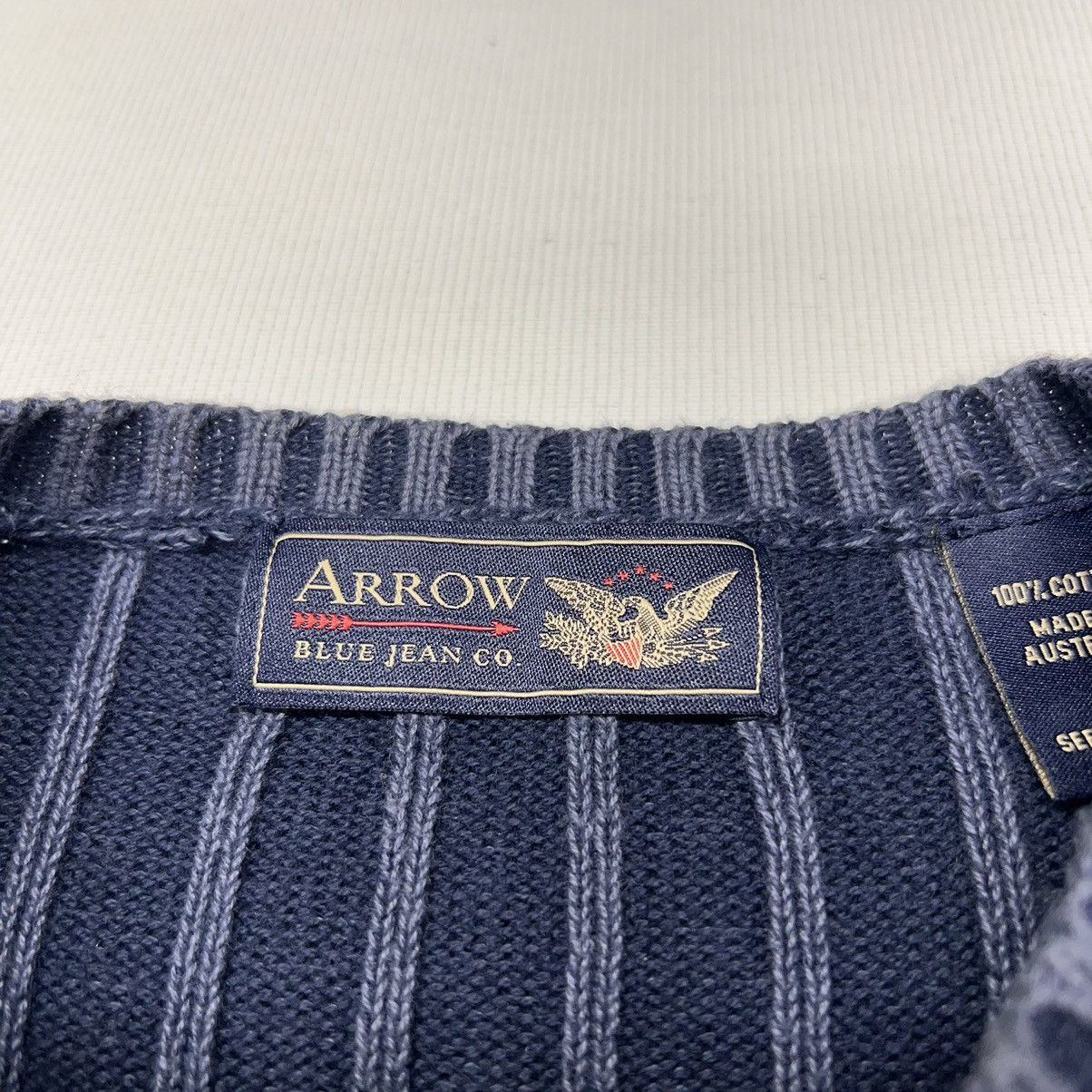 Arrow × Vintage VTG Arrow Sweater Blue Jean Co Cable Knit Pullover Australia Size US L / EU 52-54 / 3 - 3 Thumbnail
