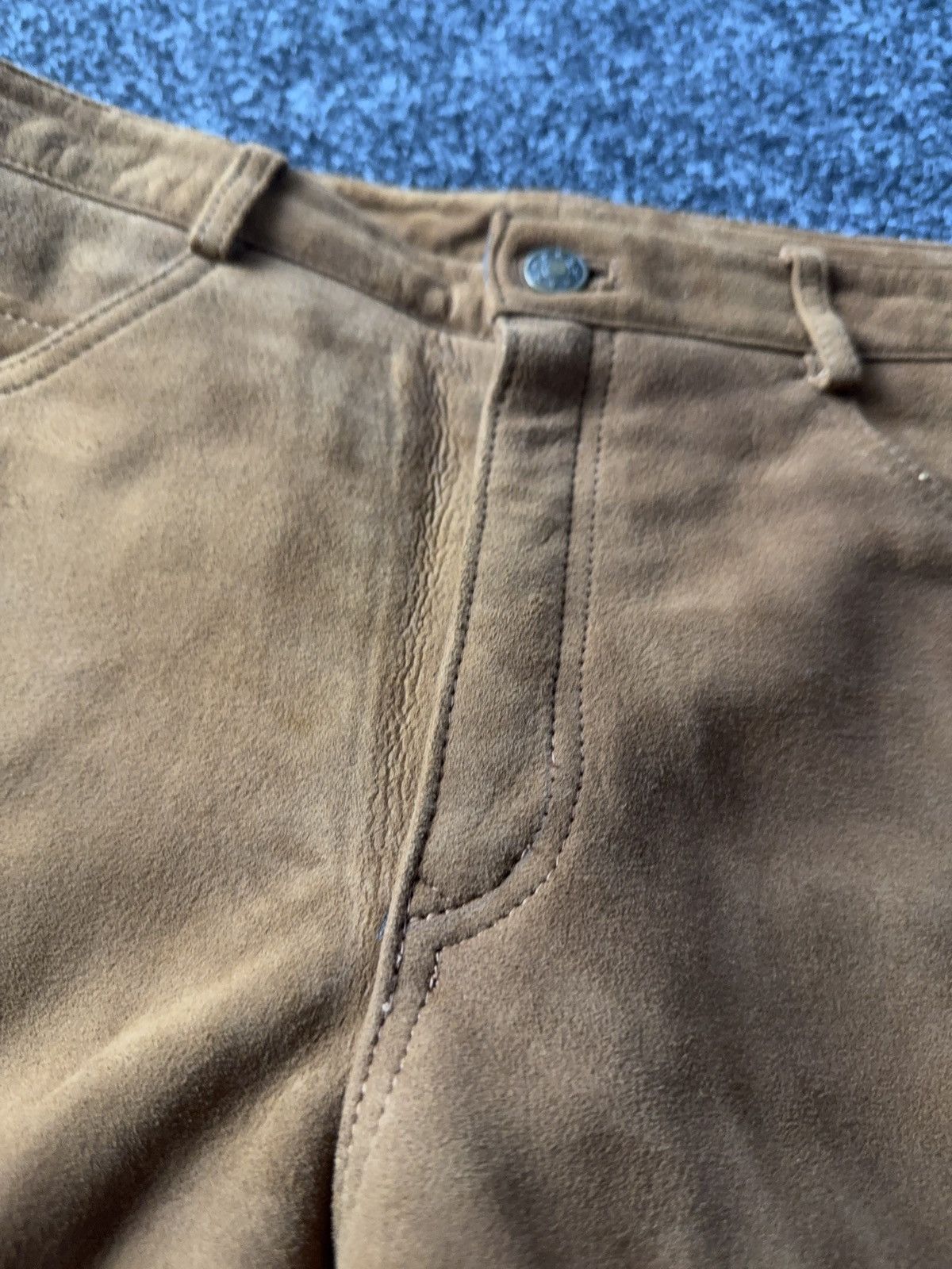 Leather Vintage Faux Suede Brown Pants 90s Western Style Italy Size 30" / US 8 / IT 44 - 7 Thumbnail