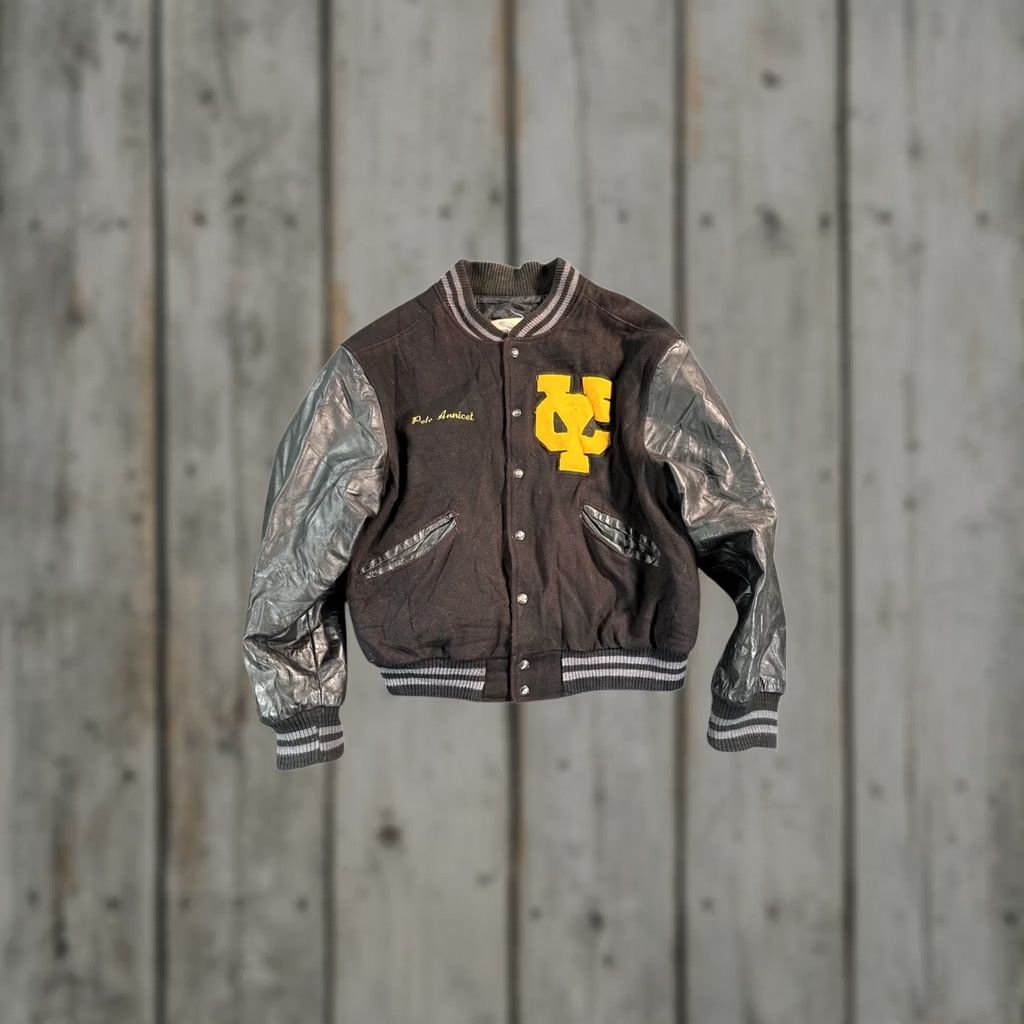 Logo 7 VINTAGE Excelled Jacket Mens L Embroidered Logo Leather Sleeves Wool Striped 70s Varsity Button Snap Mens Size US L / EU 52-54 / 3 - 1 Thumbnail