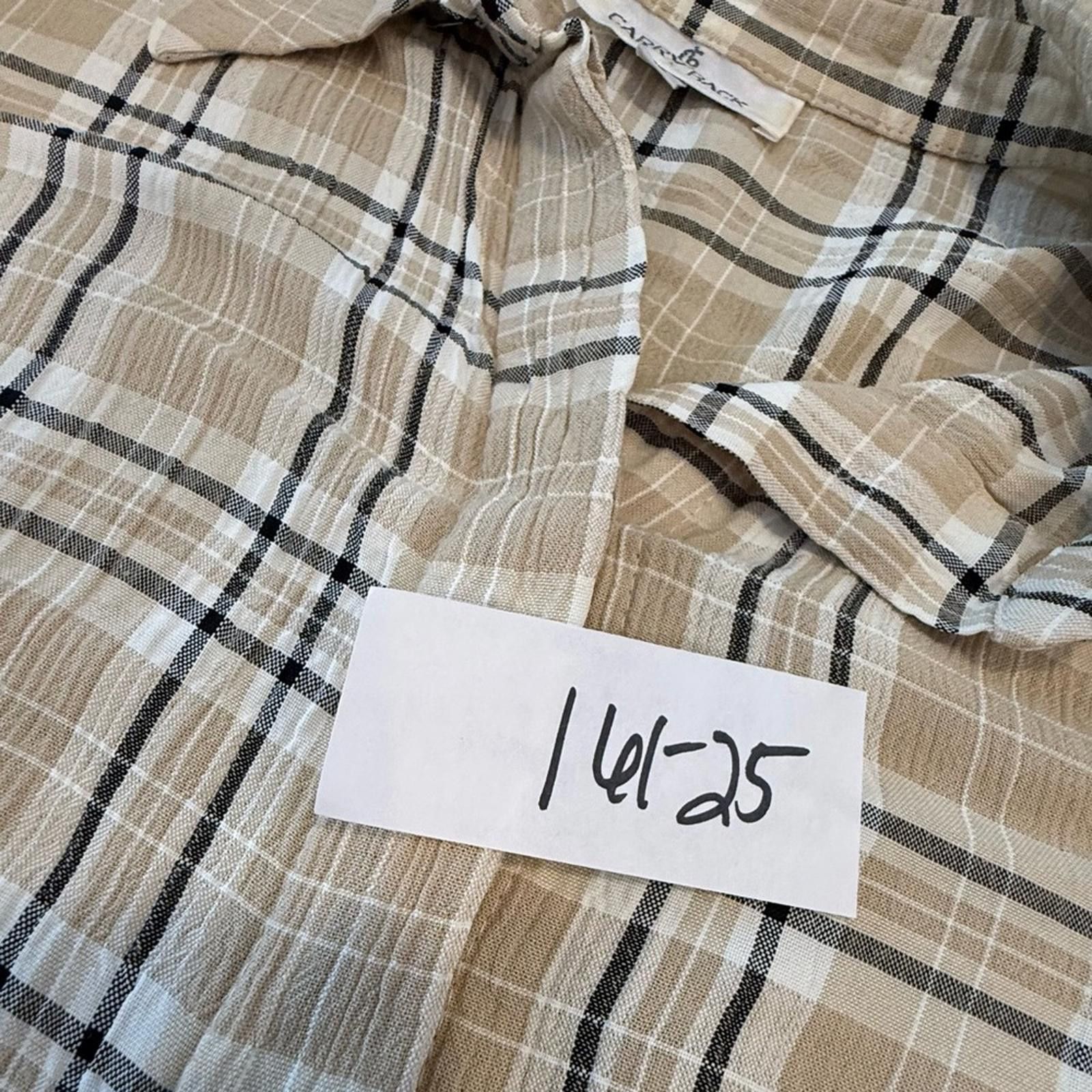 Other Carry Back button up shirt tan & gray plaid sporty SZ 8 Size M / US 6-8 / IT 42-44 - 12 Thumbnail