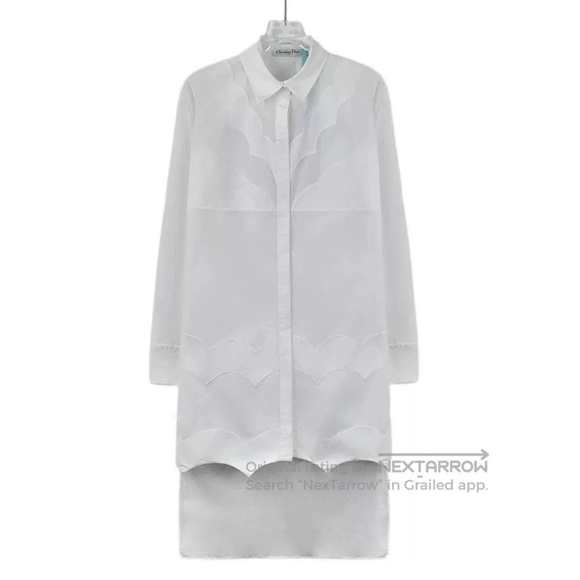 Dior white cotton shirt dress with irregular hem. Size US S / EU 44-46 / 1 - 1 Thumbnail