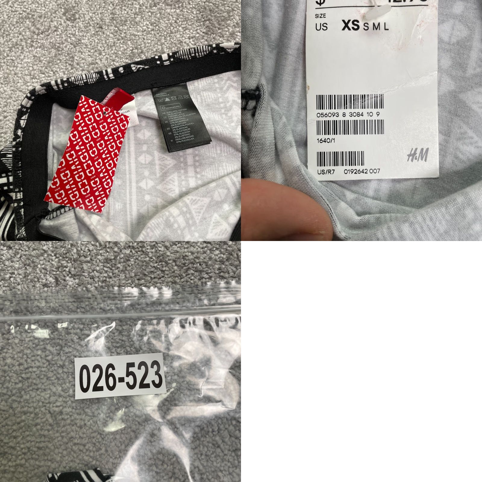 H&M H&M Midi Pencil Skirt Women's XS Black White Geometric Stretch Casual Work Size 26" / US 2 / IT 38 - 8 Thumbnail