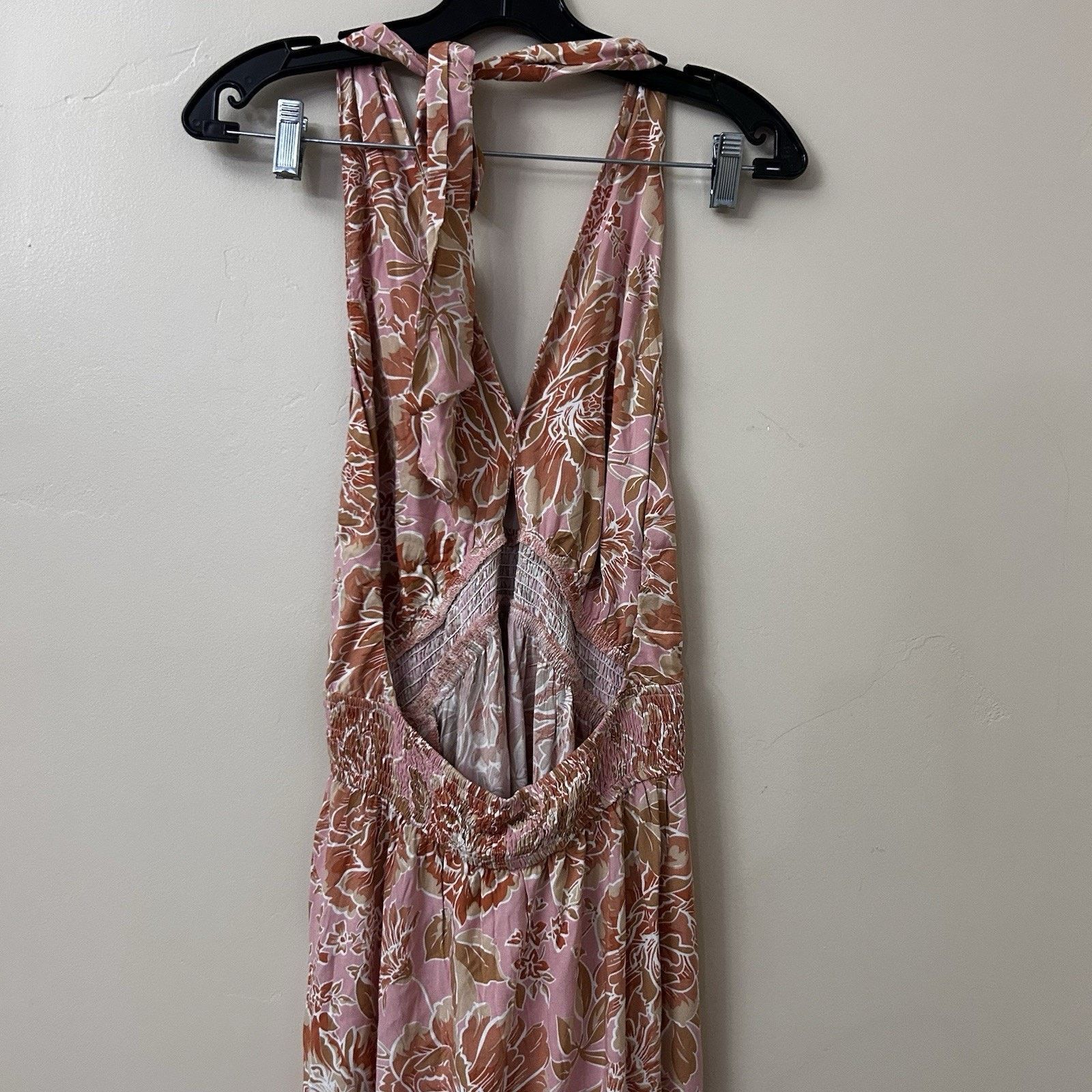 Other Women's Zesica Peach Floral Halter Maxi Sundress Sz L Size L / US 10 / IT 46 - 8 Thumbnail
