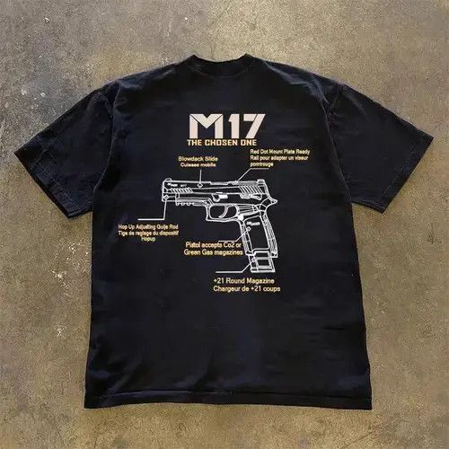VIBE Black casual retro pistol print t-shirt Size US M / EU 48-50 / 2 - 1 Thumbnail