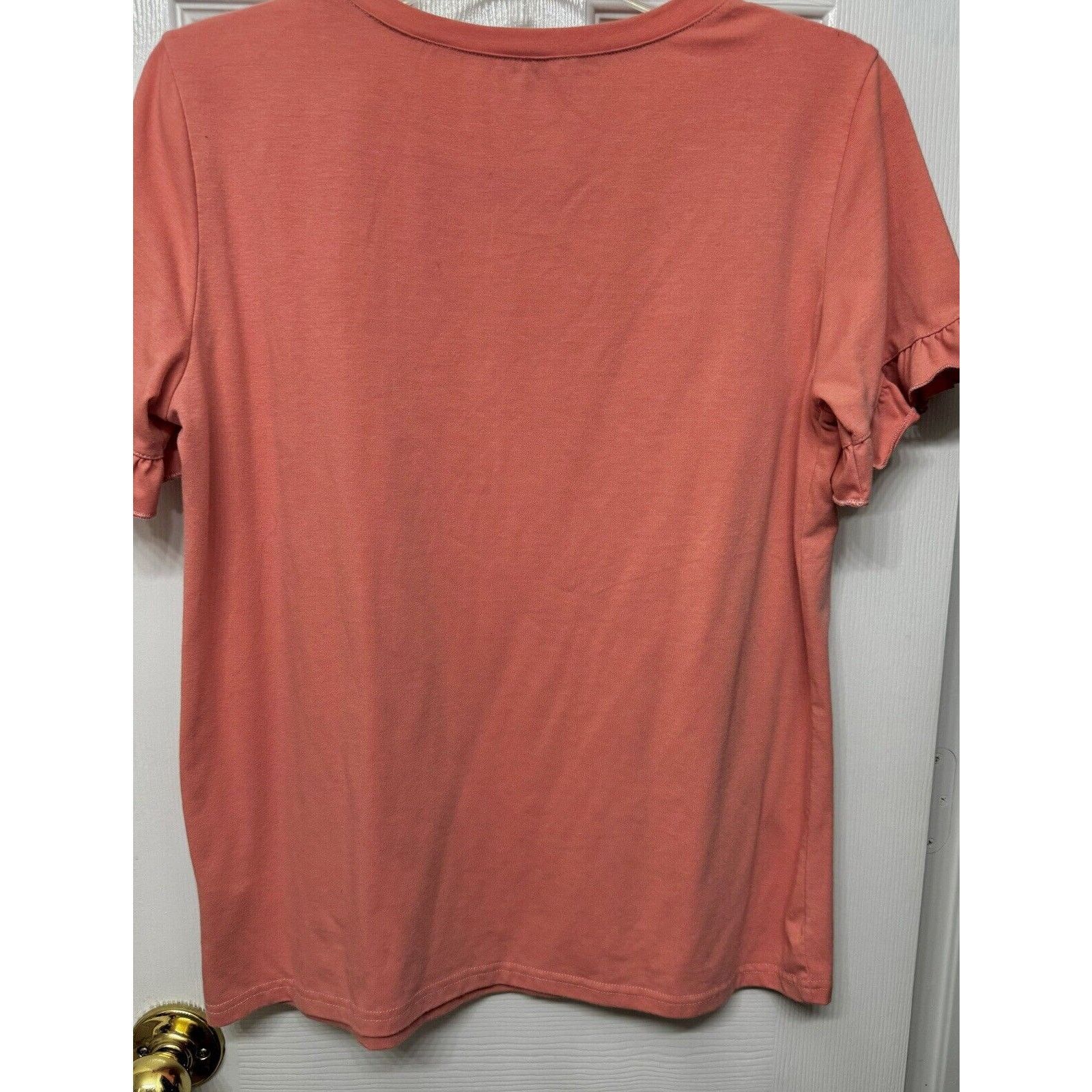 Other Women’s Coral /Pink Tee with Short Ruffle Trim Sleeves M Size M / US 6-8 / IT 42-44 - 5 Thumbnail