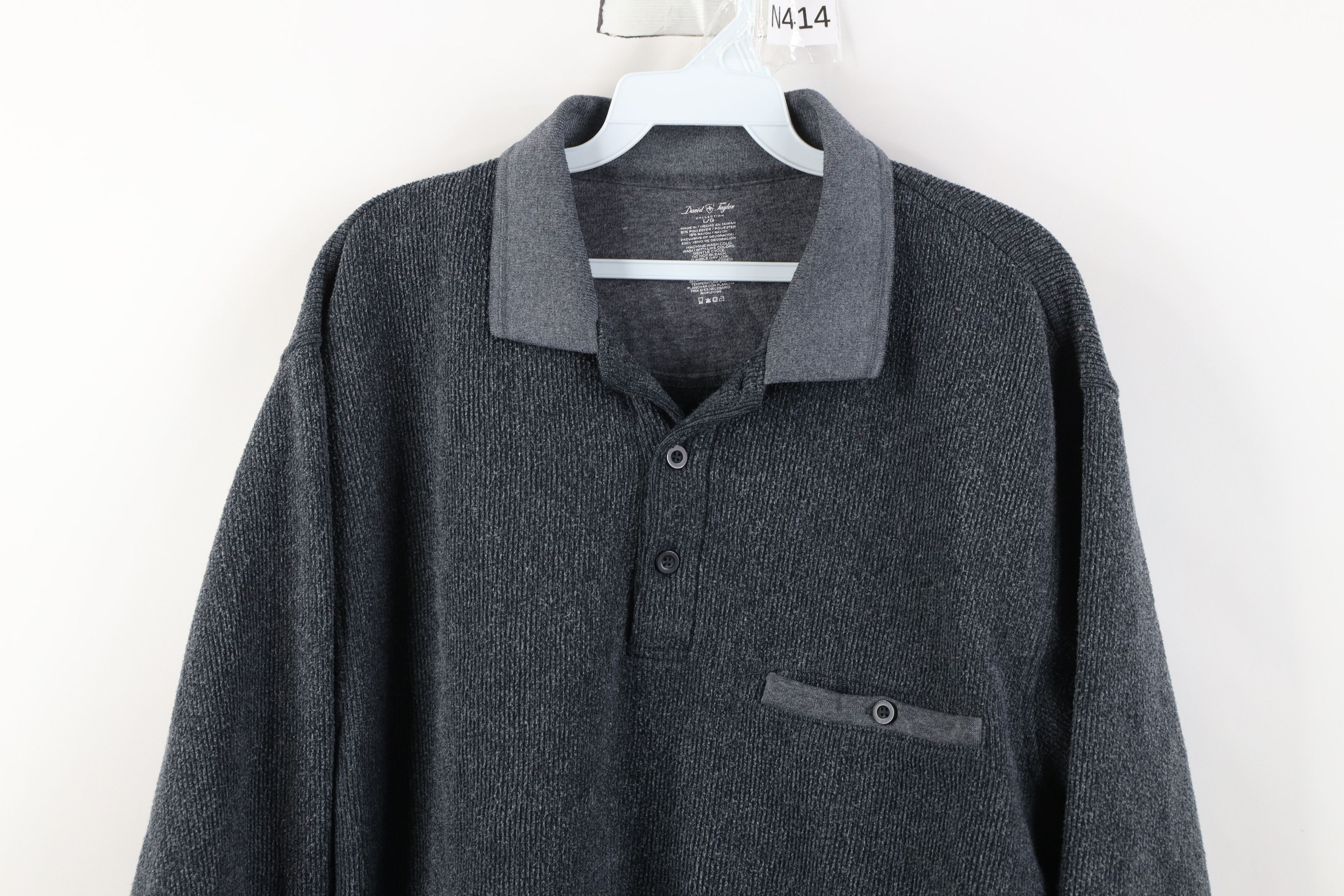 Vintage Vintage 90s Y2K Streetwear Ribbed Knit Collared Sweatshirt Size US L / EU 52-54 / 3 - 2 Thumbnail