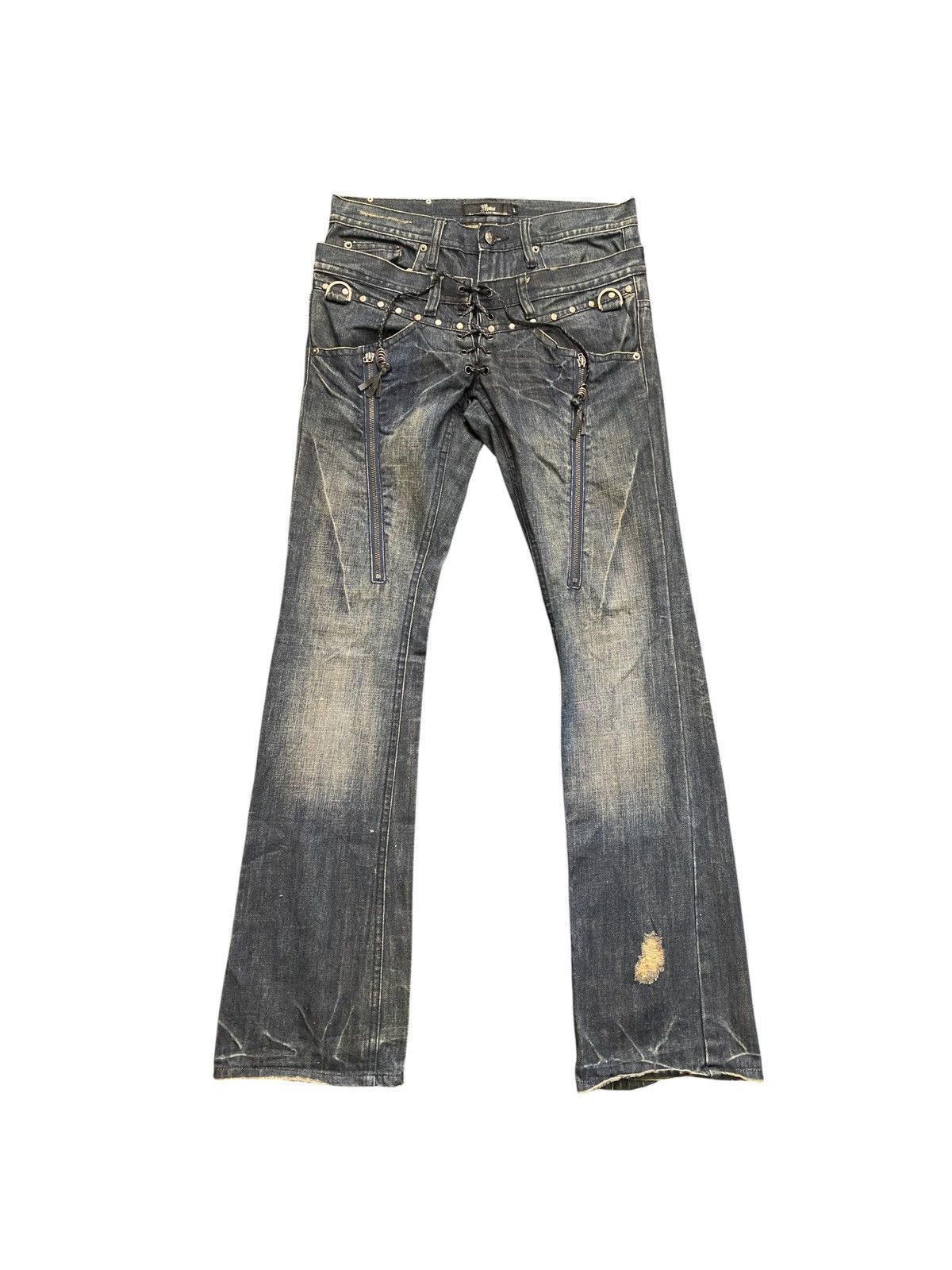 If Six Was Nine Midas Double Waist Lace Flared Denim Size US 30 / EU 46 - 2 Thumbnail