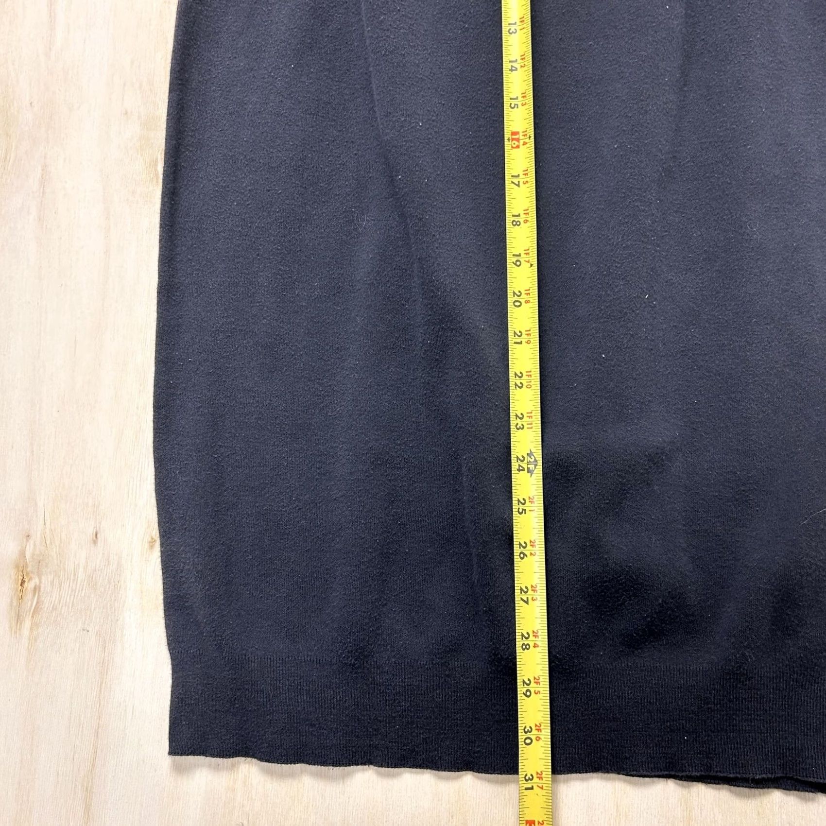 Vintage Joan Vass USA Skirt Womens Medium Black Knit Pencil Midi Elastic Drawstring Size 32" / US 10 / IT 46 - 5 Thumbnail
