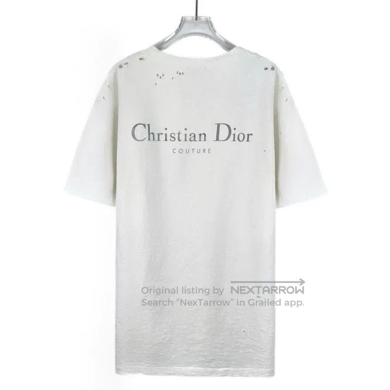 Dior Dior White old hole logo letter print cotton round-neck sh Size US M / EU 48-50 / 2 - 2 Thumbnail