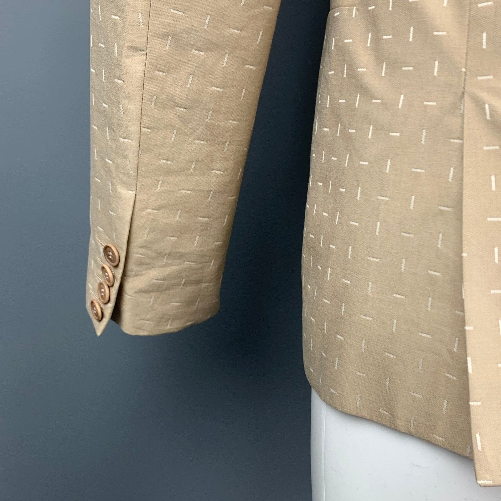 Calvin Klein Size 38 Khaki Print Cotton Sport Coat Size 38R - 5 Thumbnail