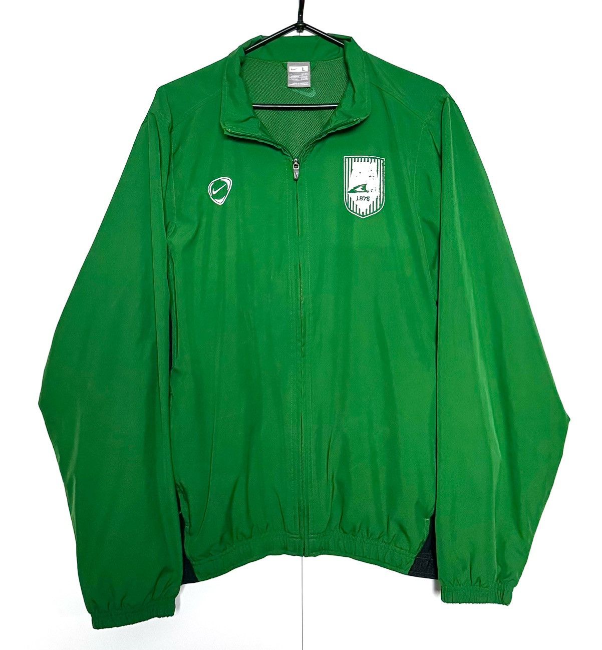 Nike × Vintage Vintage Drill Nike Green Full-Zip Windbreaker Jacket Size US L / EU 52-54 / 3 - 1 Thumbnail