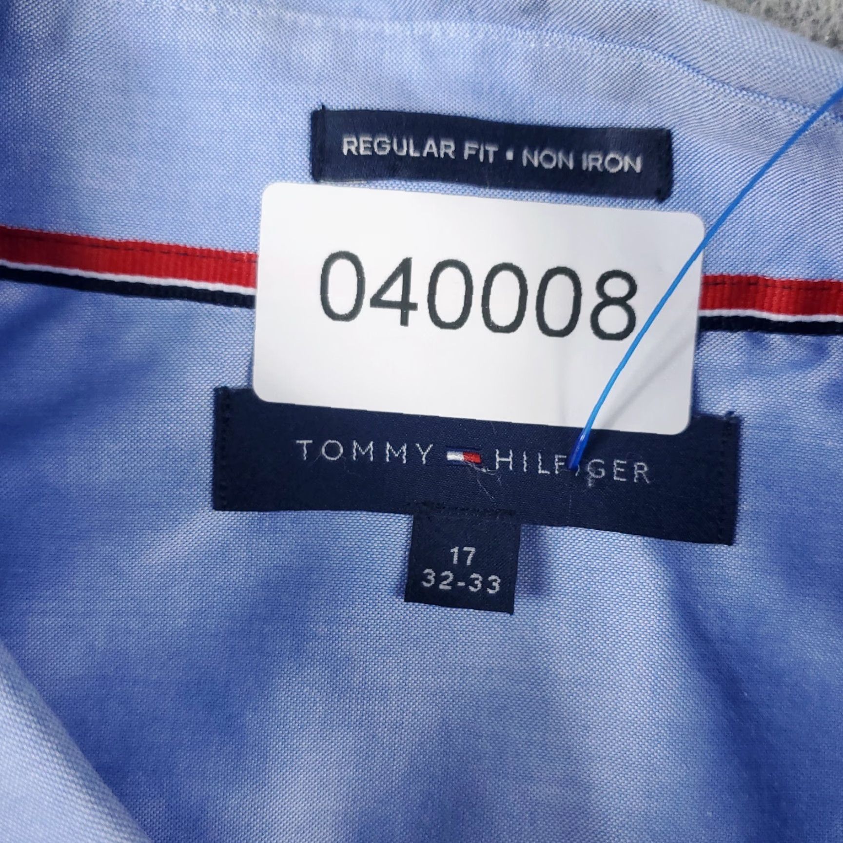 Tommy Hilfiger Tommy Hilfiger Dress Shirt Mens 17 Blue Button-Down Long Sleeve Size 46R - 6 Thumbnail