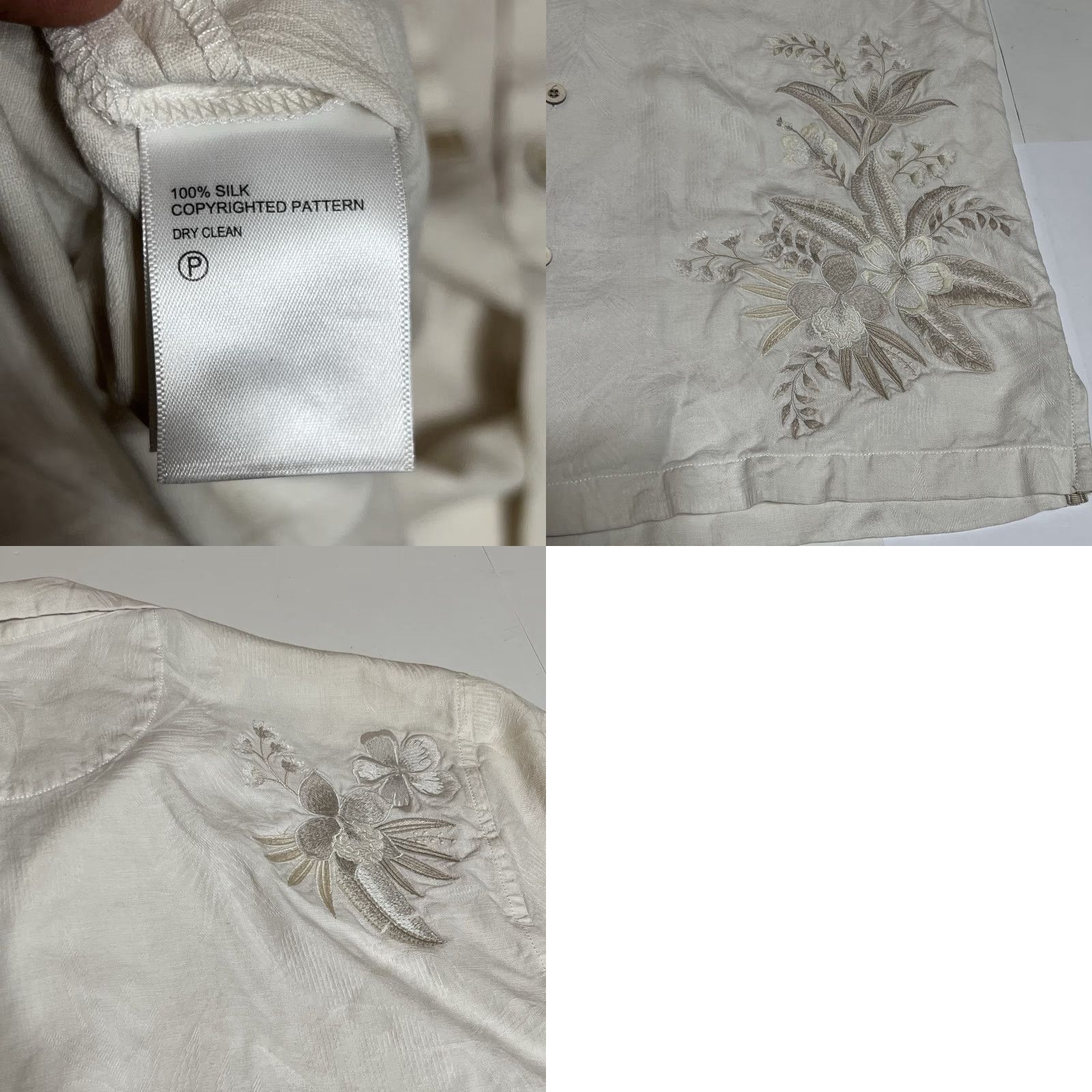 Tommy Bahama Tommy Bahama Shirt Mens Size L Silk Hawaiian Floral Tropical Embroidered Beige Size US L / EU 52-54 / 3 - 8 Thumbnail
