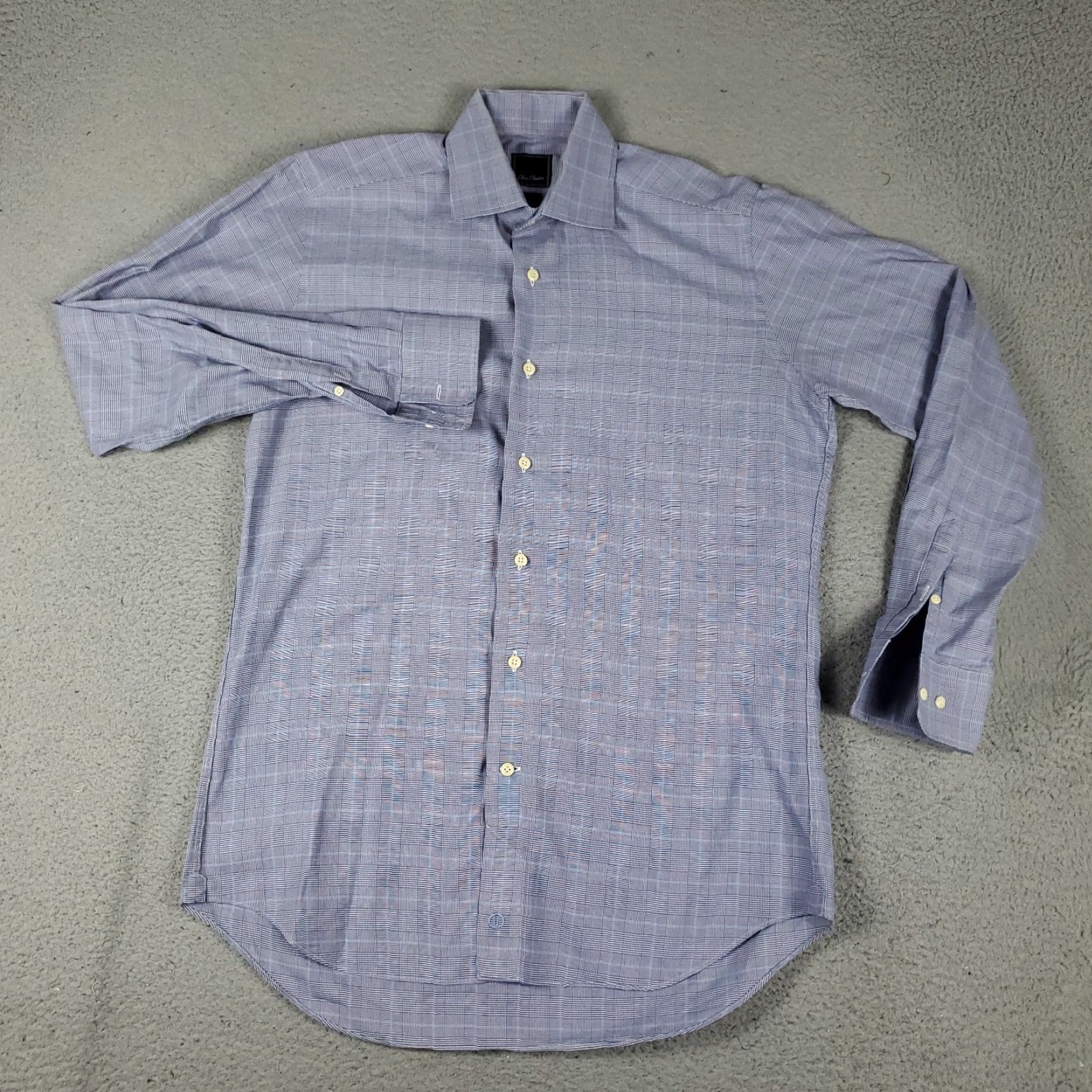 David Donahue David Donahue Dress Shirt Mens Size 16 Blue Plaid Long Sleeve Button Up Size 42R - 2 Thumbnail