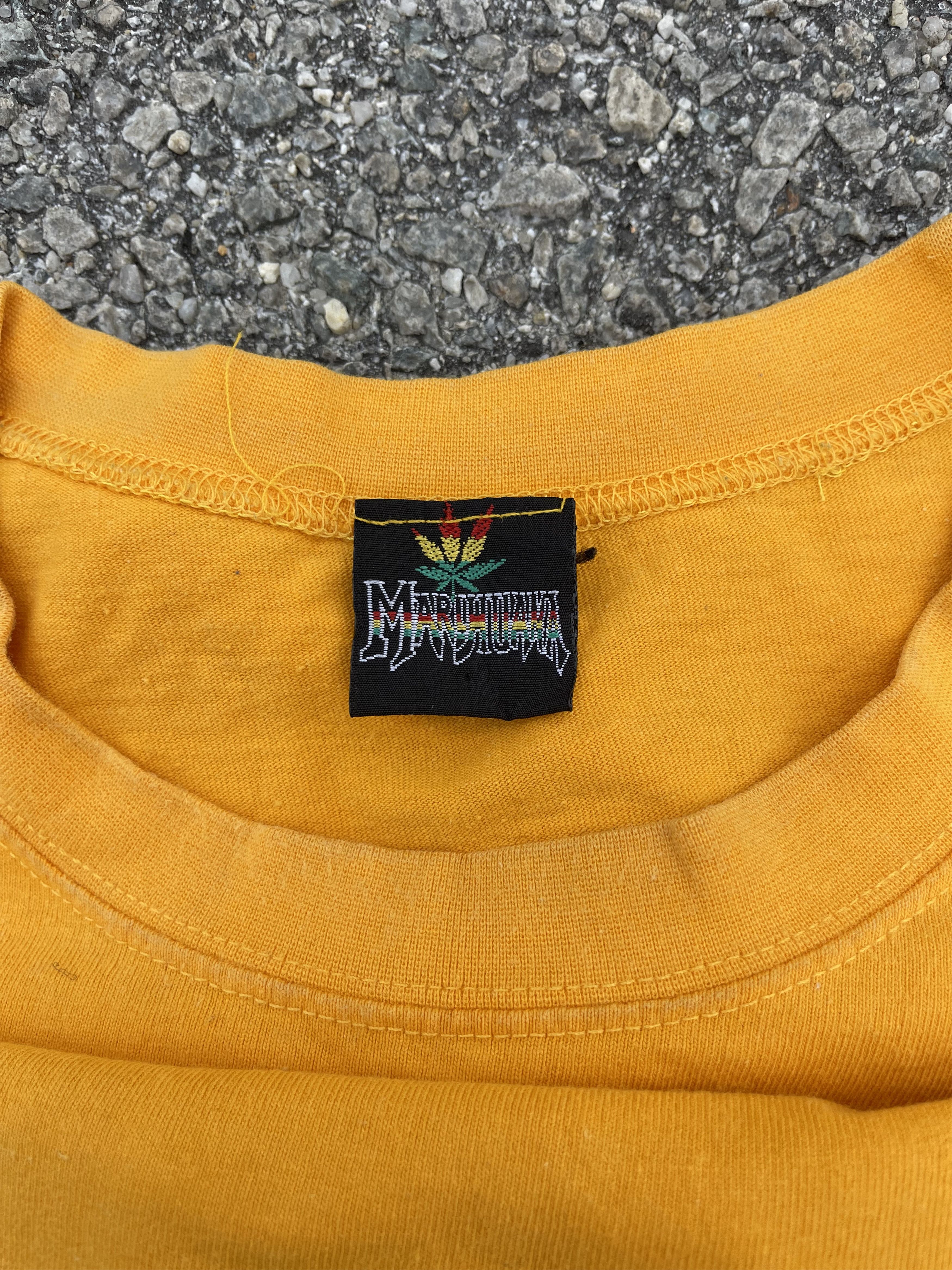 If Six Was Nine × Le Grande Bleu (L.G.B.) × Vintage Vintage 90s Marijuana / Cannabis Embroidery Yellow Size US XXL / EU 58 / 5 - 2 Thumbnail