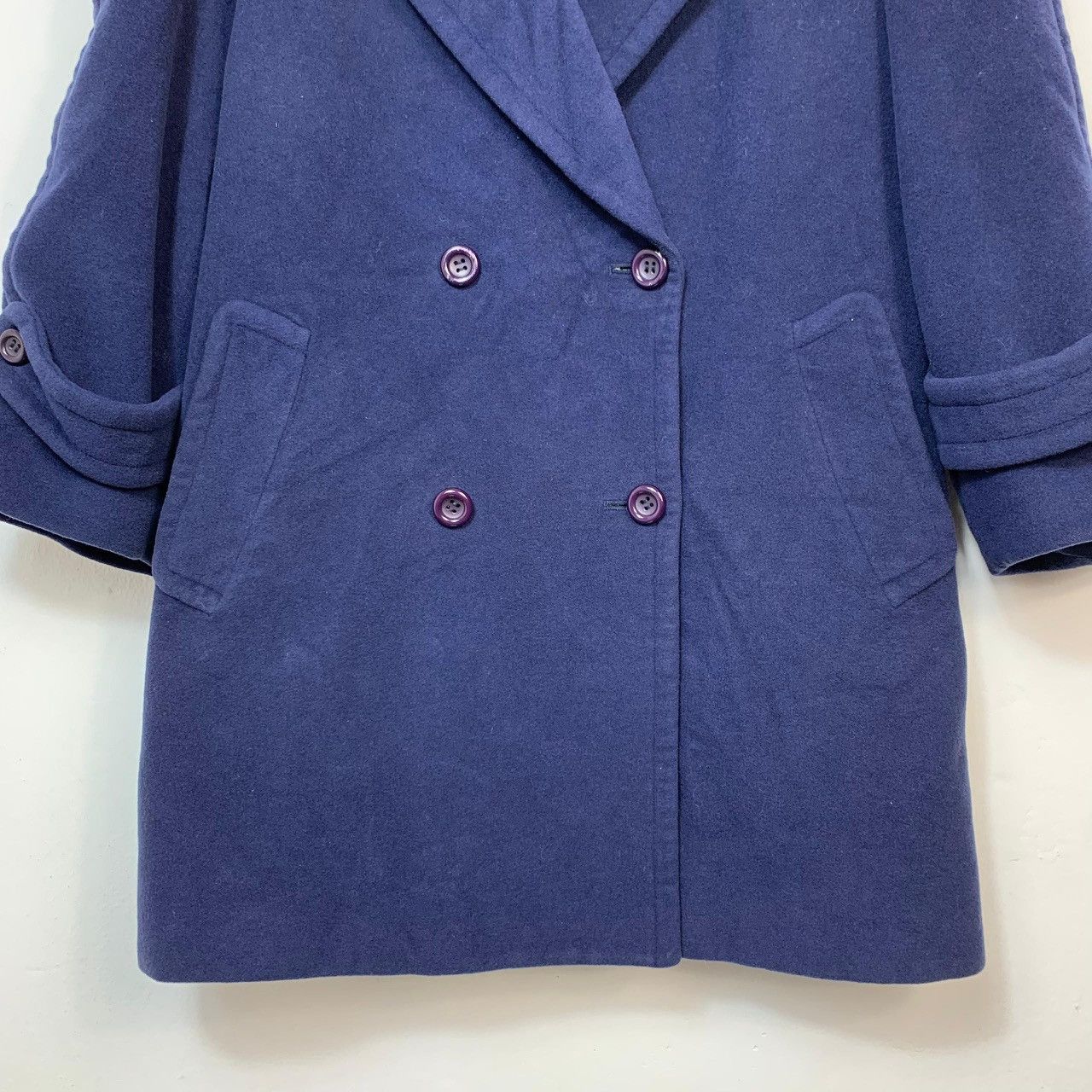 Burberry Vintage Burberrys Navy Blue Wool Double Breasted Coat Size US L / EU 52-54 / 3 - 6 Thumbnail