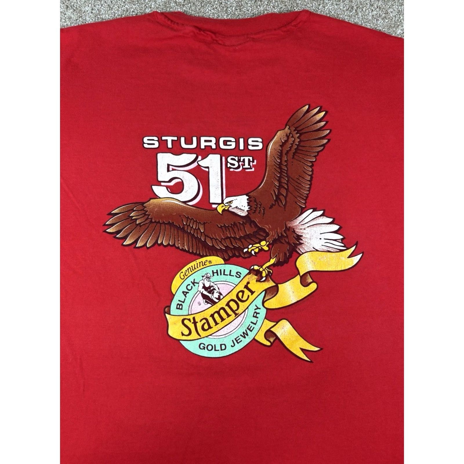 Harley Davidson VINTAGE Harley-Davidson T-Shirt Red 90s Sturgis Black Hills Rally Logo Graphic Print Crew Neck Short Sleeve XL Men Size US XL / EU 56 / 4 - 6 Thumbnail
