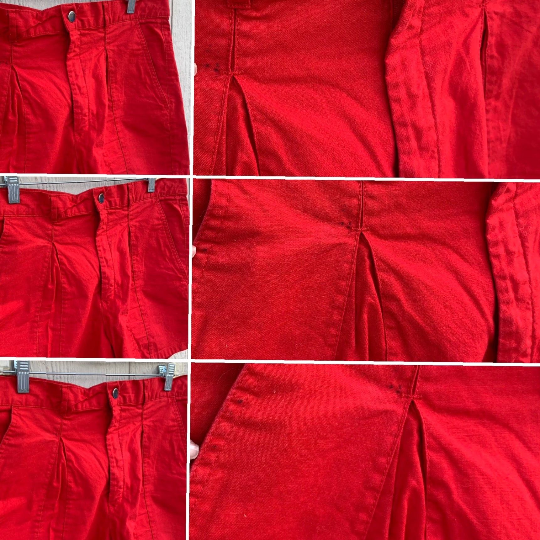 Area VINTAGE KSI Shorts Red Pleated Front Snap Rear Pockets 36 80s 90s 1980s Mens Shirt? Size US 36 / EU 52 - 6 Thumbnail