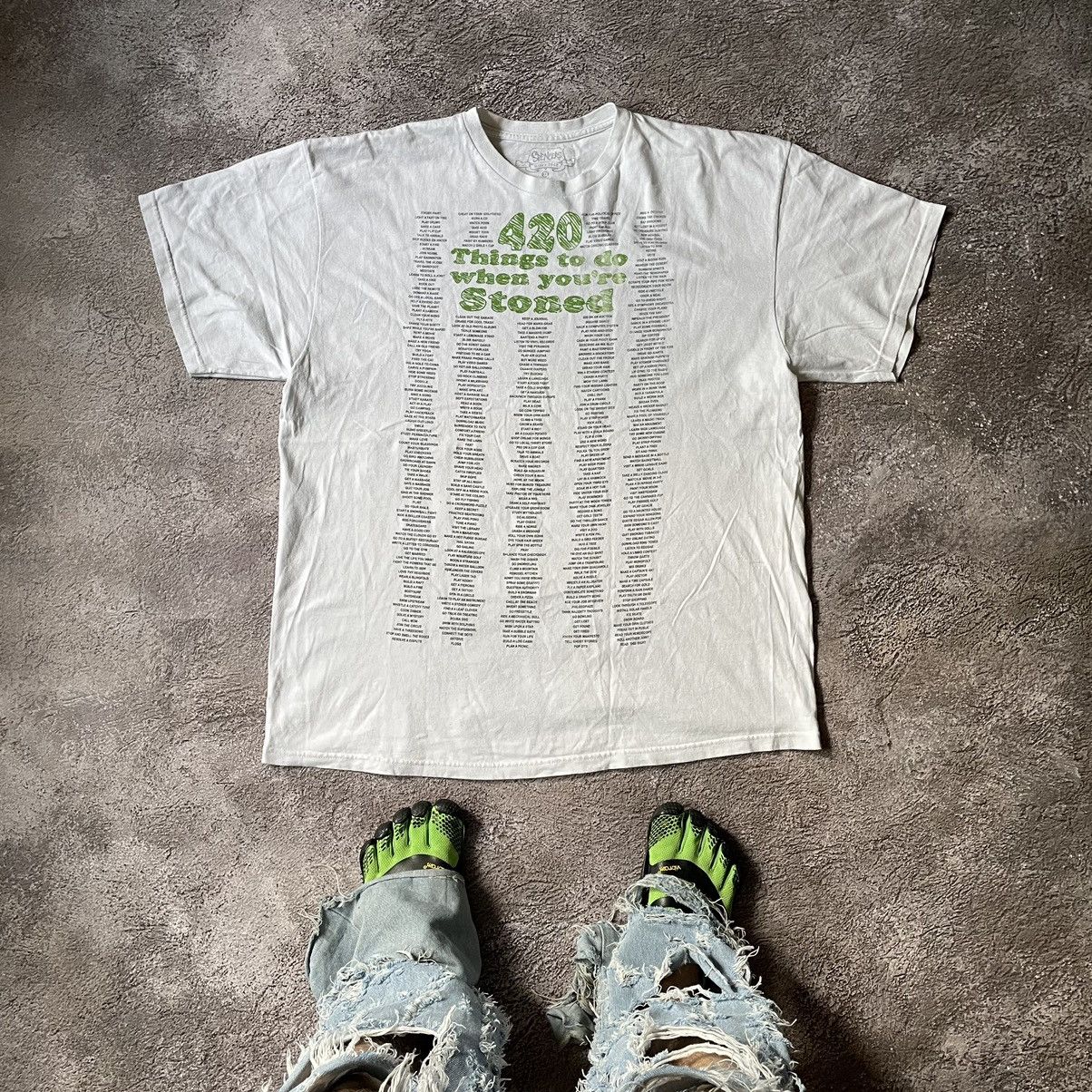 Vintage Vintage Y2K Sun Faded 420 Graphic Tee Cream Oversized XXL Size US XXL / EU 58 / 5 - 1 Thumbnail