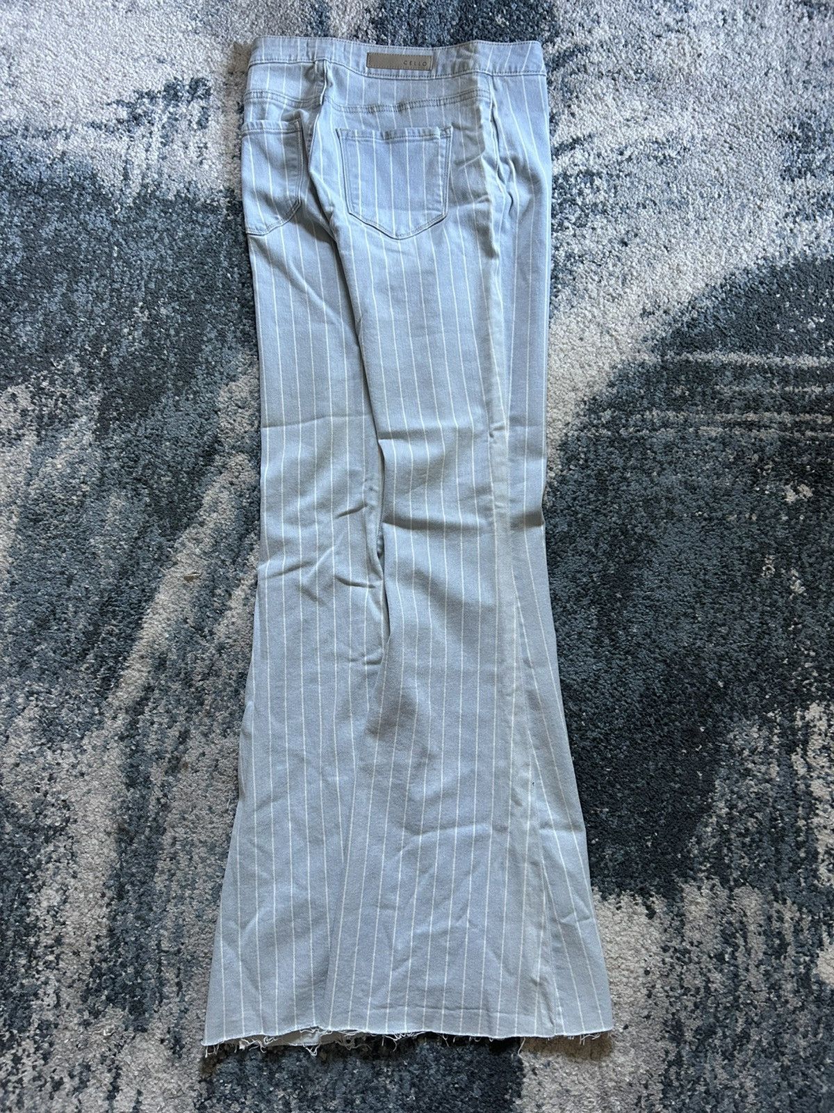 Other PALE BLUE STRiPED CELLO JEANS STRETCH FLARED BOOTCUT RAW HEM Size 28" / US 6 / IT 42 - 1 Thumbnail