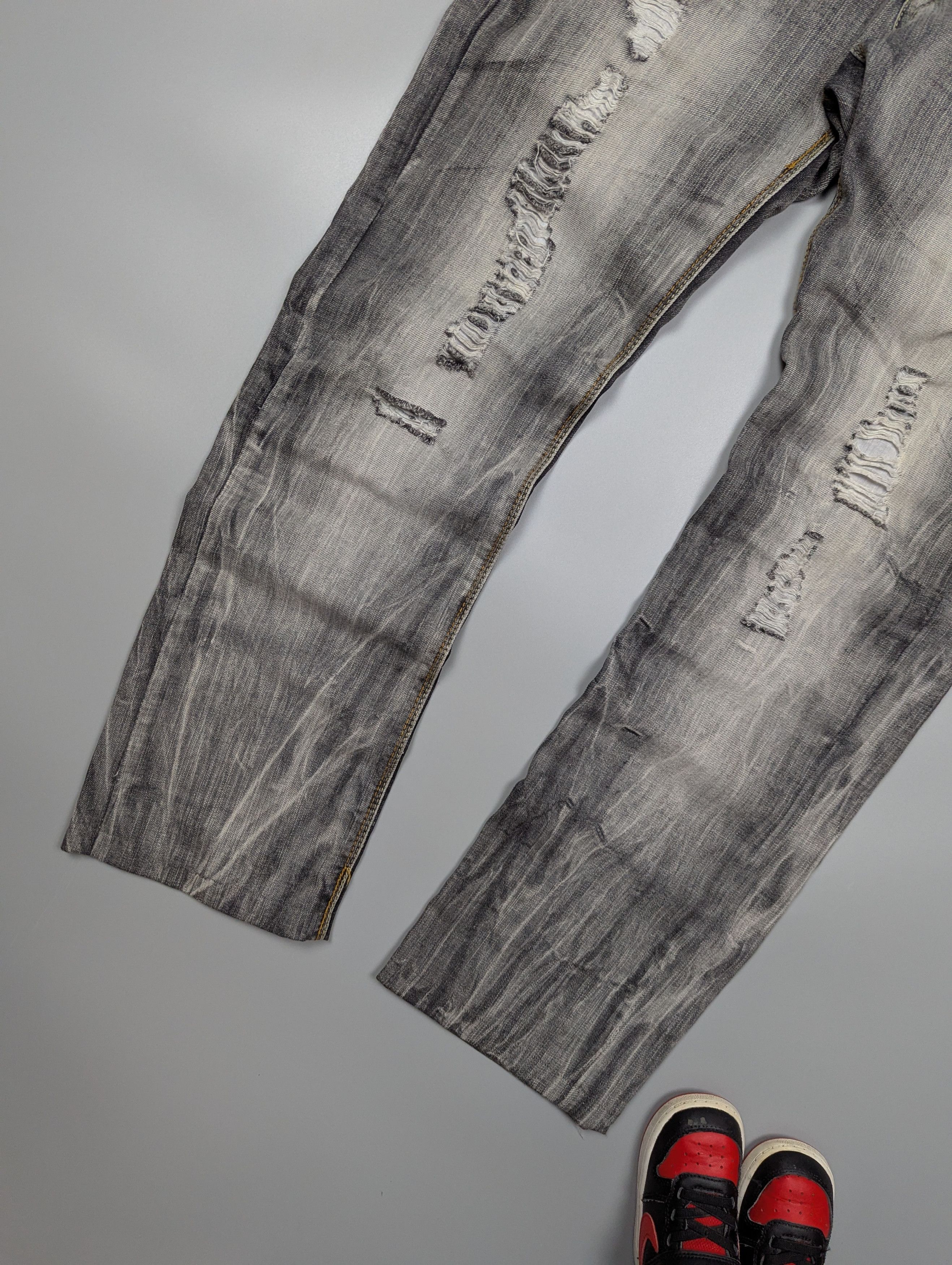 Hysteric Glamour × Vintage JeansNet Y2K Avant Garde Washed Denim Gray Distressed Jeans Size US 32 / EU 48 - 2 Thumbnail