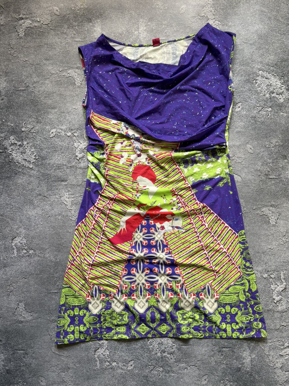 Jean Paul Gaultier Save The Queen Sun JPG Style Y2K Geisha Abstract Print Dress Size L / US 10 / IT 46 - 2 Thumbnail