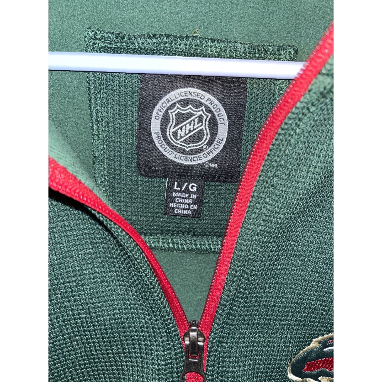 NHL NHL Minnesota Wild Hockey Track Jacket Mens L Green Full Zip Stand Collar Polyester Official NHL Licensed Product Size US L / EU 52-54 / 3 - 3 Thumbnail