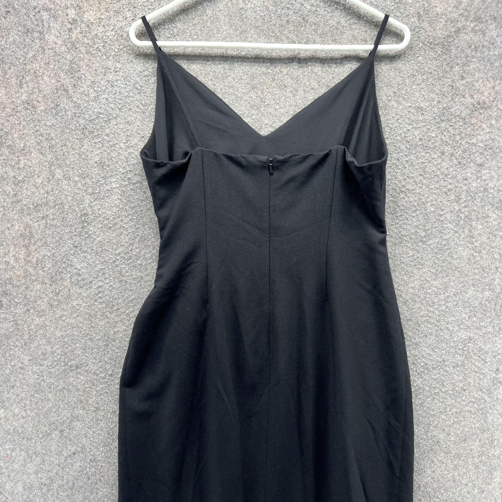 Black Halo VINTAGE Black Halo Eve Dress Womens 8 Black Ruched Side Slit Maxi Gown Style 3009900 Size M / US 6-8 / IT 42-44 - 5 Thumbnail